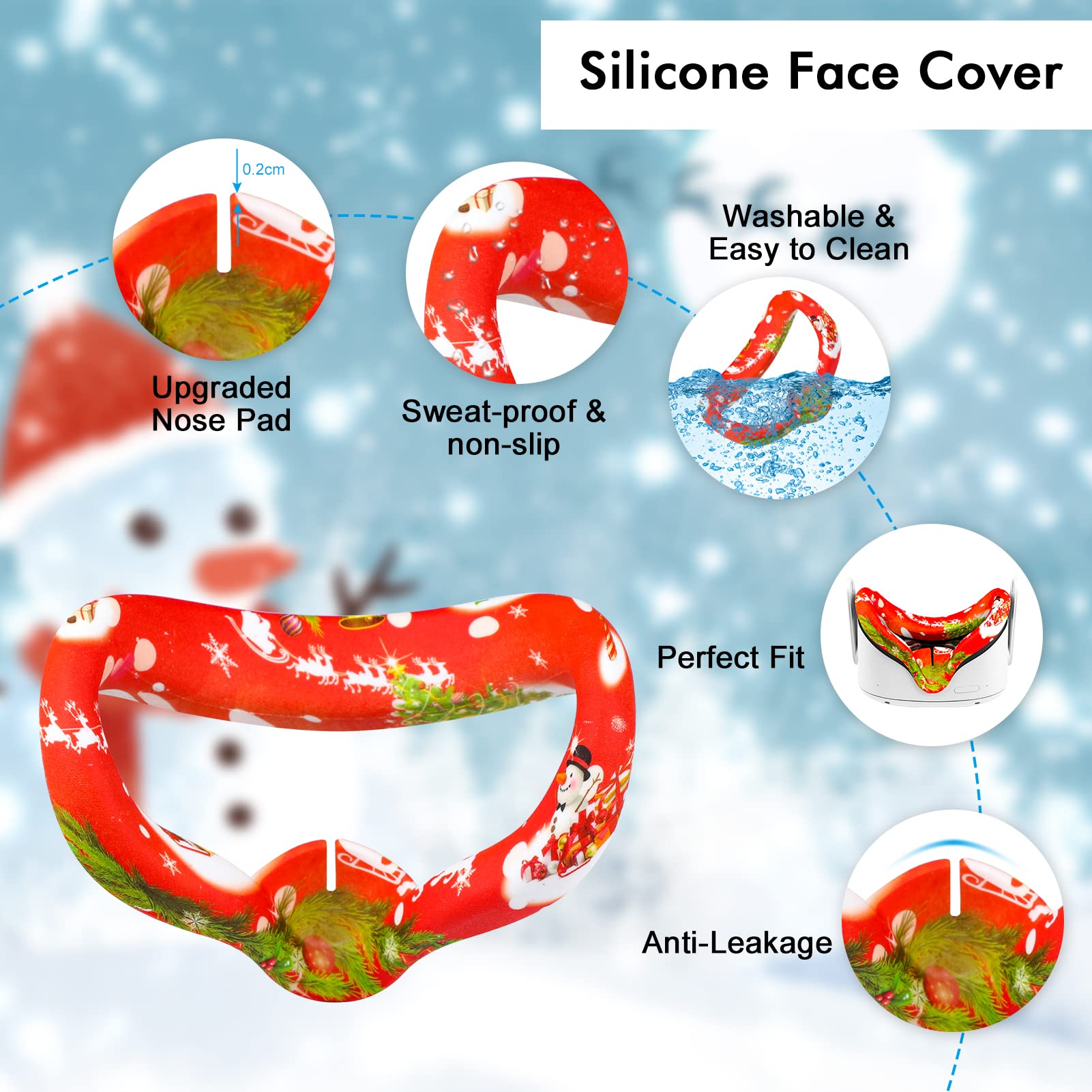 Relohas Accessories For Oculus Quest 2, Touch Controller Grip Leather Cover, Front Face Protector Cover, Silicone Face Cover, Le