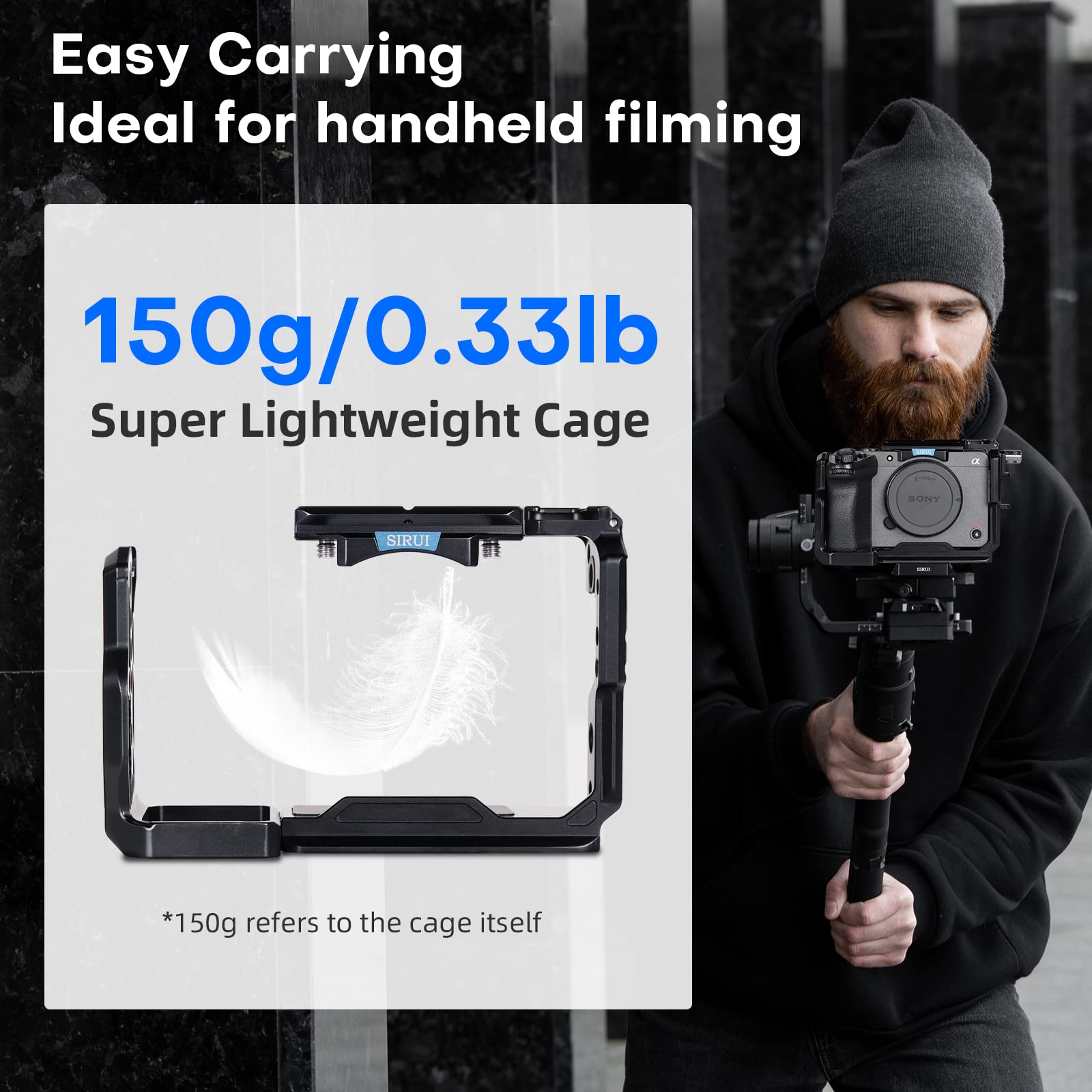 Sirui Full Camera Cage For Sony Fx3/Fx30, Compatible With Original Xlr Handle, With Hdmi Cable Clamp, 1/4-20 Threaded Holes, 3/8