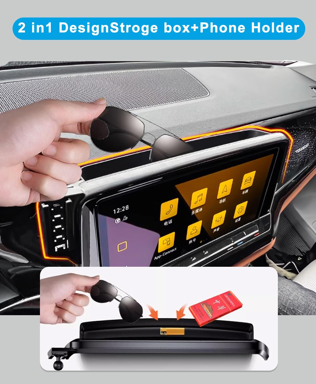 Kephth Car Phone Holder For 2024 2025 Vw/Volkswagen Atlas/Altas Cross Sport Accessories Dash Mount Cell Phone Holder For Most Sm