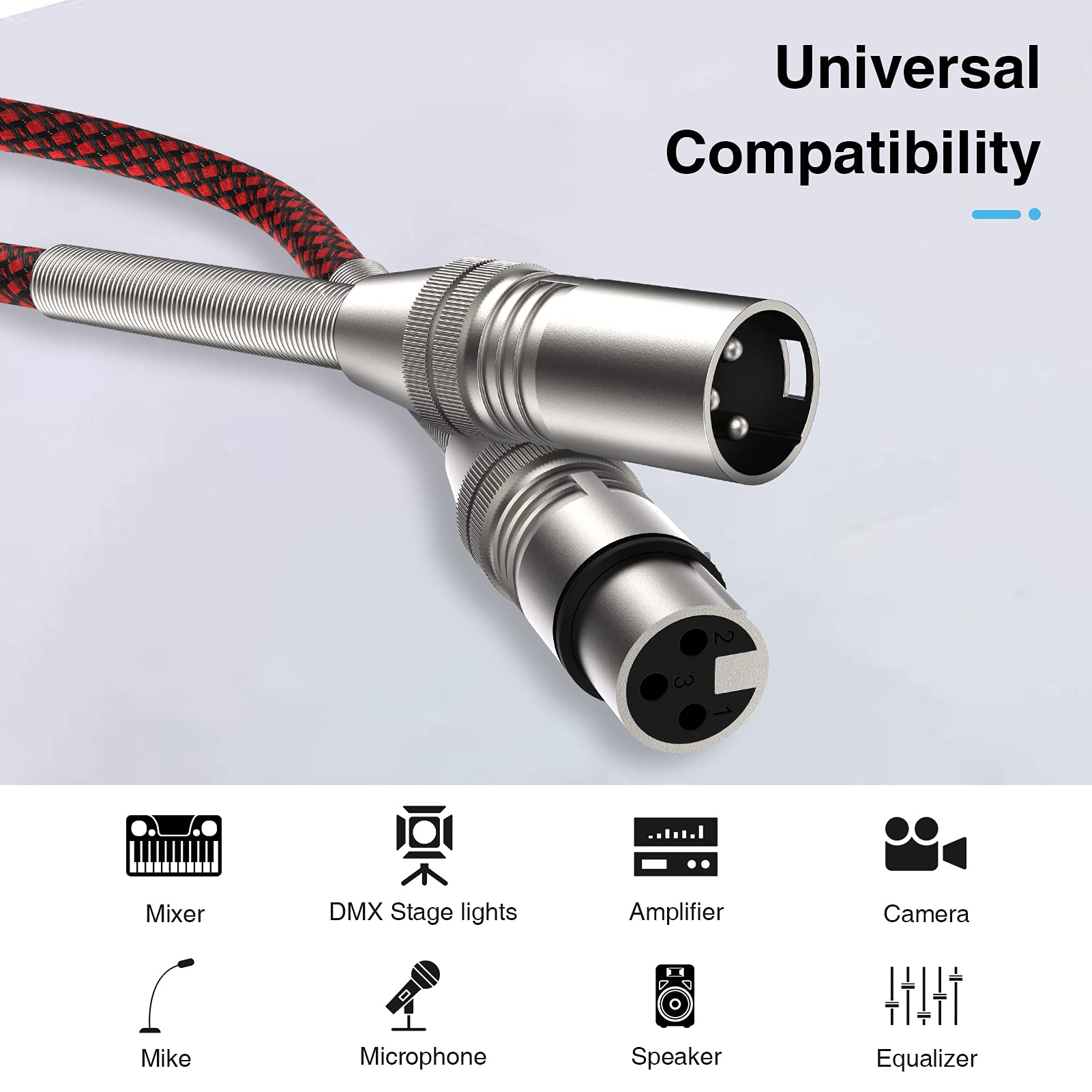 Ciwoda Xlr Cable 150Ft, Multi-Color Heavy Duty Nylon Braided Xlr Male To Female, Microphone Cable 3 Pin Balanced Xlr Cable Compa