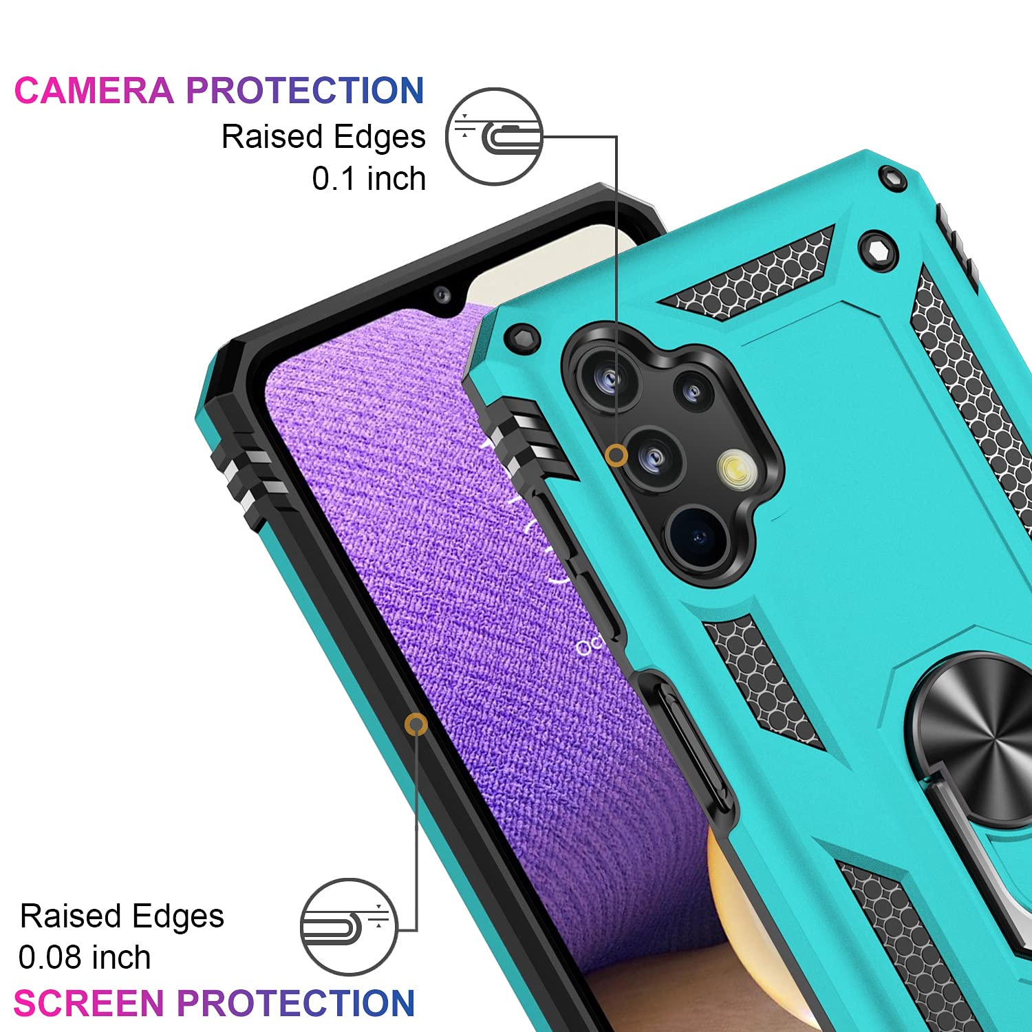 Ikazz Galaxy A32 5G Case With Screen Protector, Shockproof Cover Pass 16Ft Drop Test Protective Phone Case With Magnetic Kicksta
