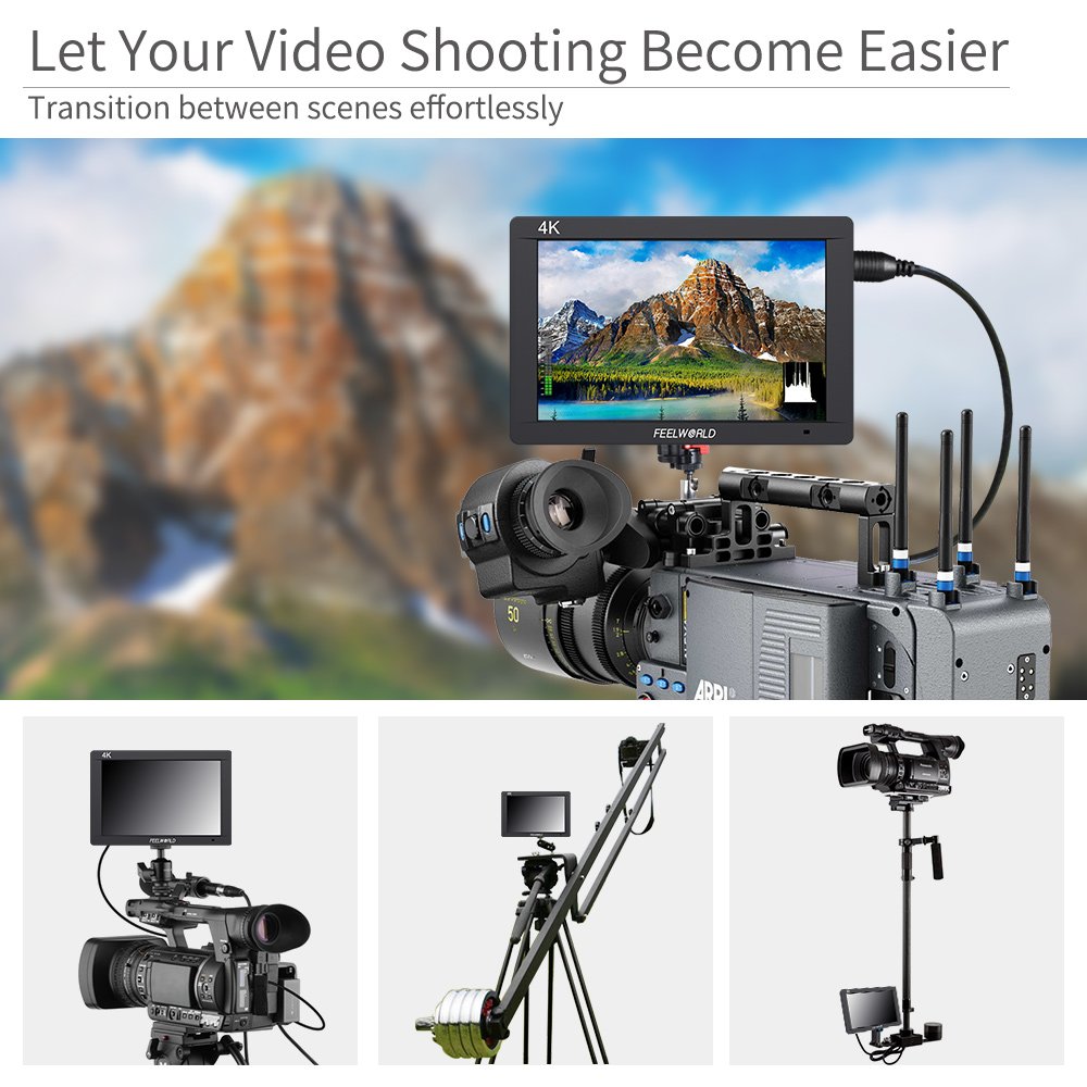 Feelworld Fw703 7 Inch Ips 3G Sdi 4K Hdmi Dslr Monitor Full Hd 1920X1200 On Camera Field Monitor With Histogram For Stabilizer C