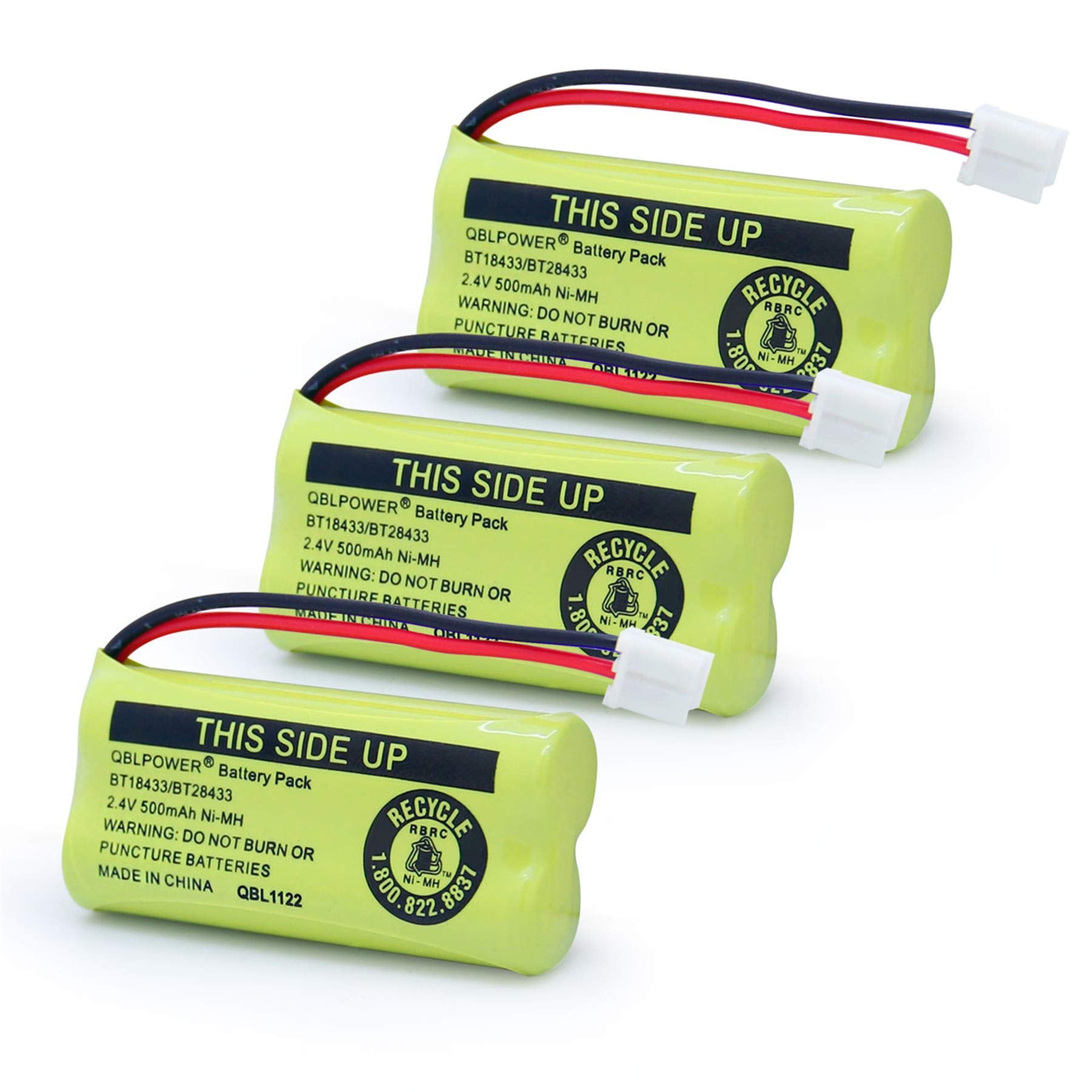 Qblpower Bt18433 Bt28433 Bt184342 Bt284342 Bt1011 Bt 1011 2.4V 500Mah Ni Mh Replacement Battery Cordless Phone Cs6209 Cs6219 Cs6229 Ds6151 89 1330 01 00 Cph 515D (3 Pack)