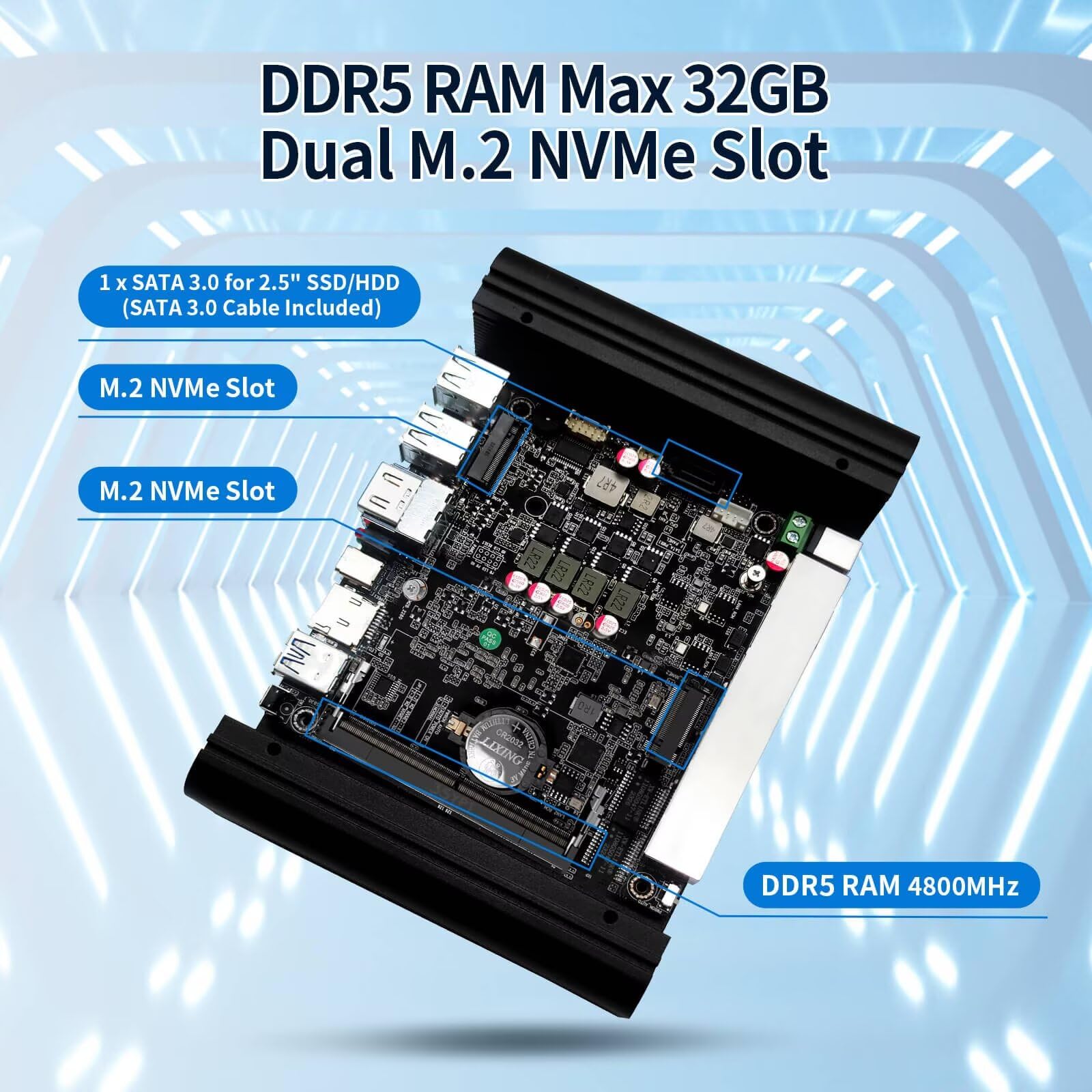 Glovary Firewall Mini Pc Quad Core N150, Ddr5 8Gb Ram 128Gb Nvme Ssd, 6 X 2.5Gbe I226V Lan Fanless Computer Hardware, Micro Rout