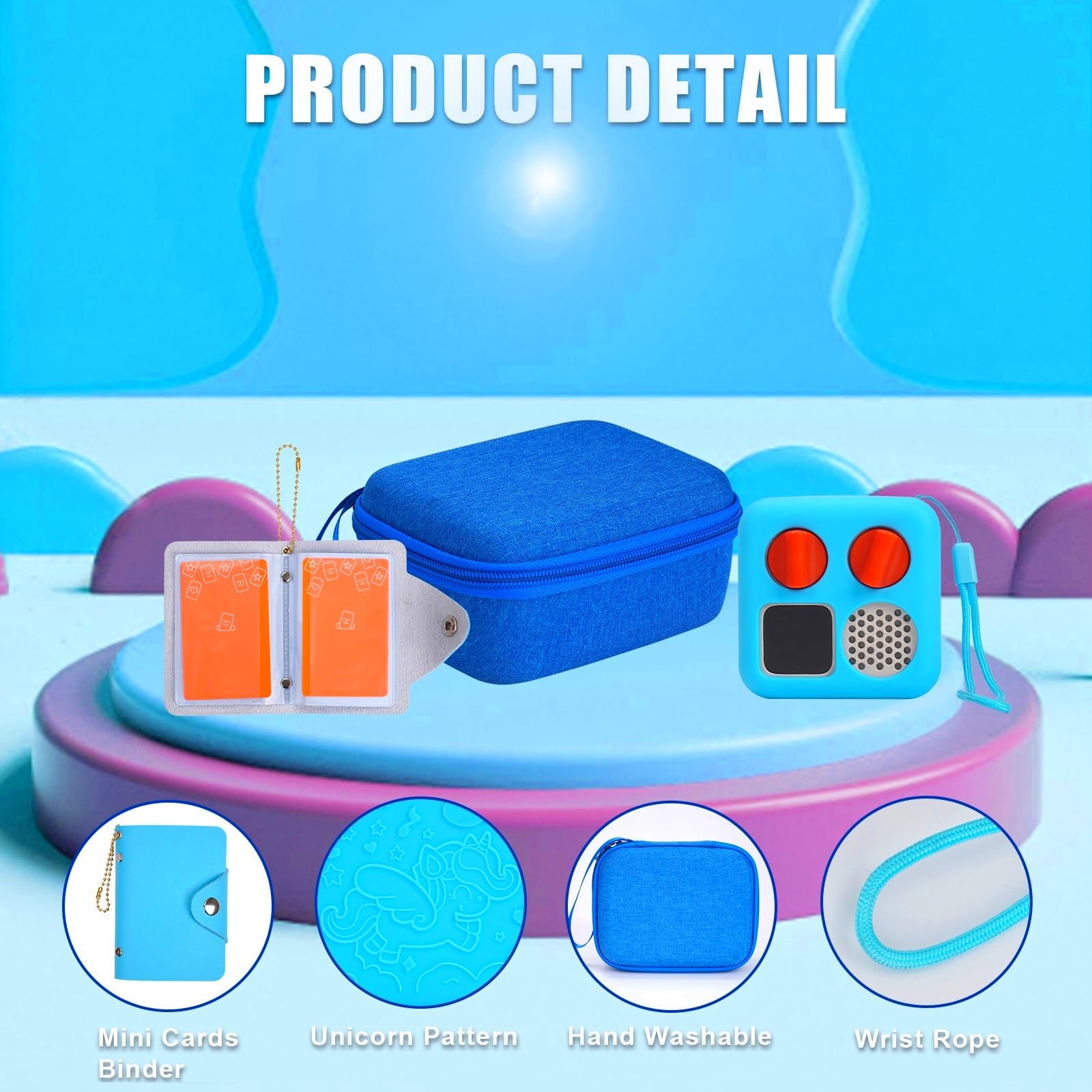 Youknow Hard Case And Silicone Cover For Yoto Mini Player, Kids Audio Music Accessory With Card Case Holder For Up To 20 Cards (