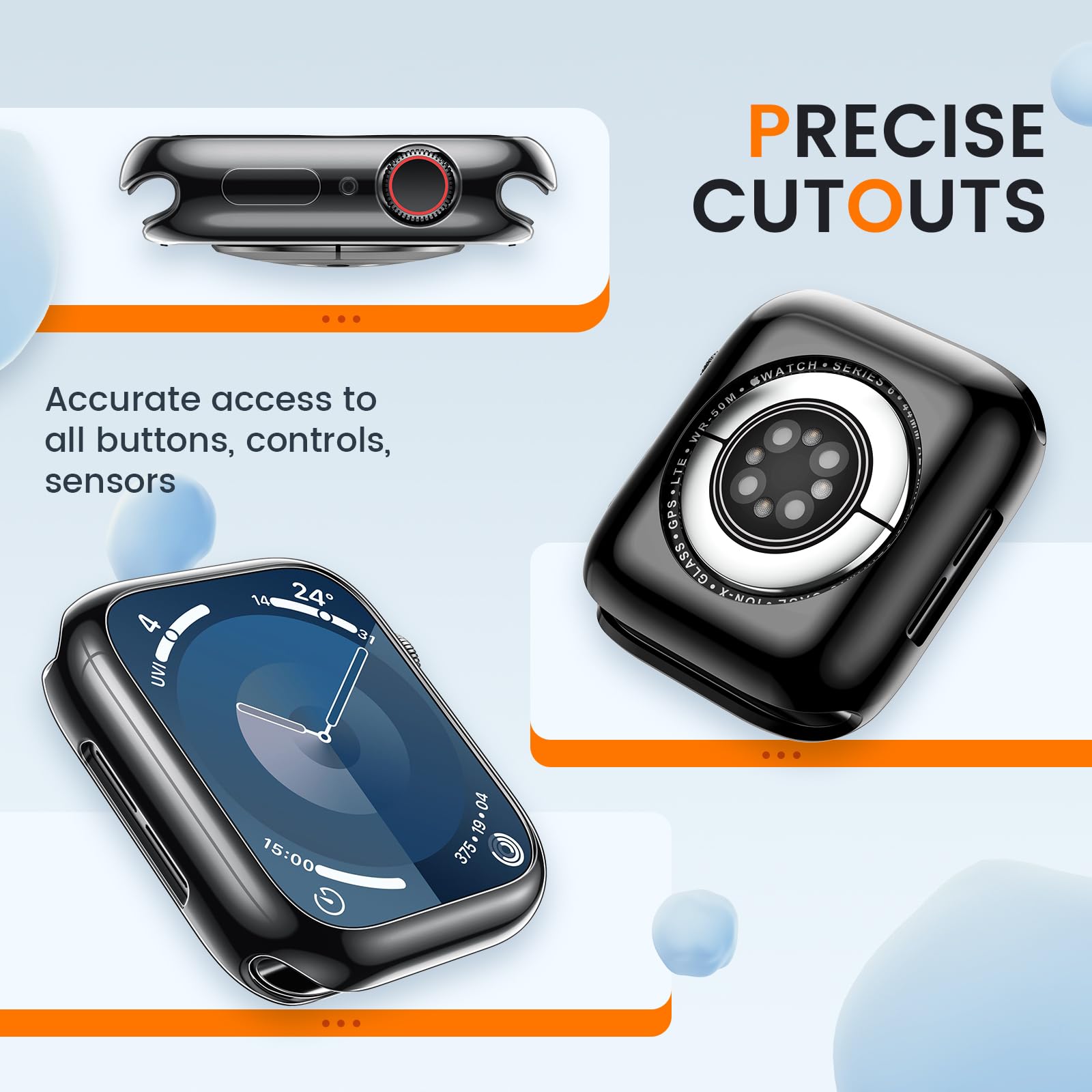 [2 Pack] Goton Bumper Case For Apple Watch Series 9 8 7 41Mm, Ultra Thin Soft Tpu Shockproof Case Cover Bumper Protector For Iwa