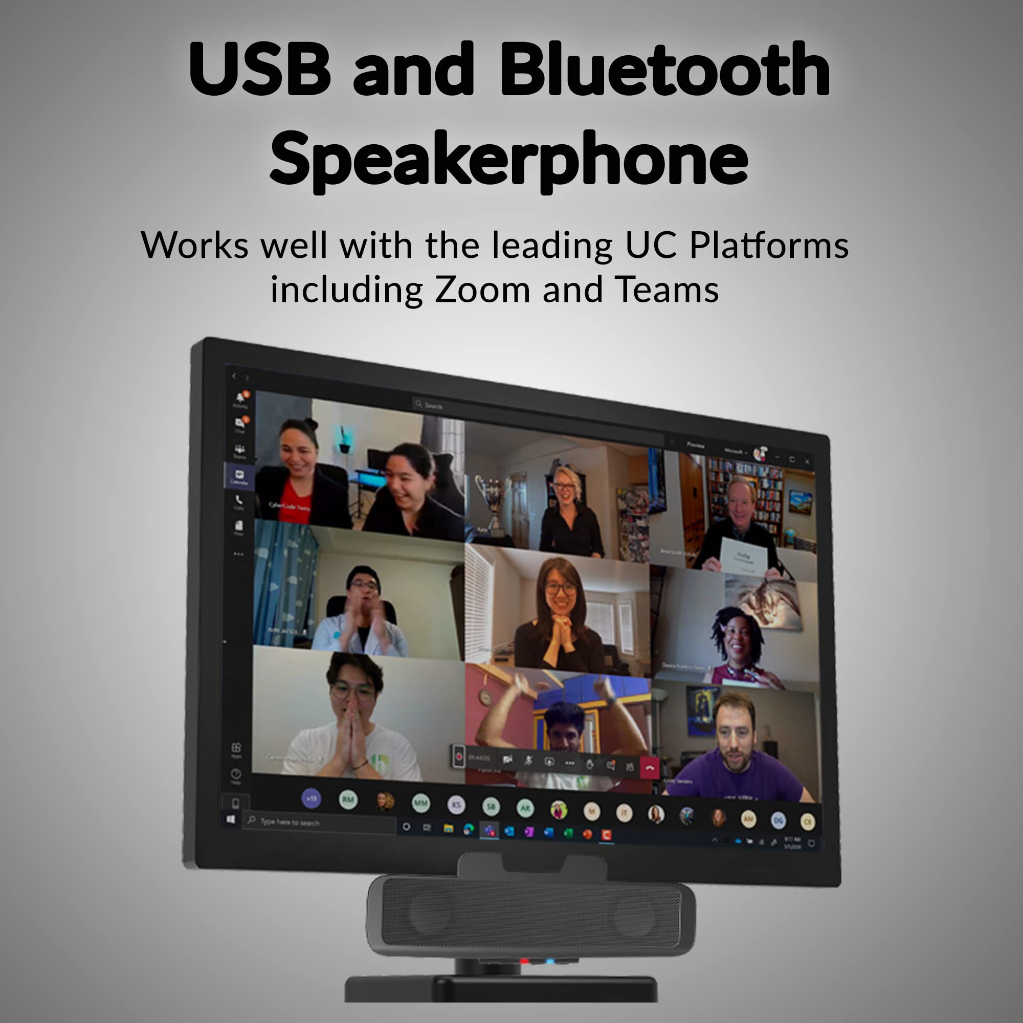 Cyber Acoustics Usb & Bluetooth Speaker Bar (Ca-2890Bt) - Usb Powered Speaker With Speakerphone For Pc And Bluetooth To Simultan