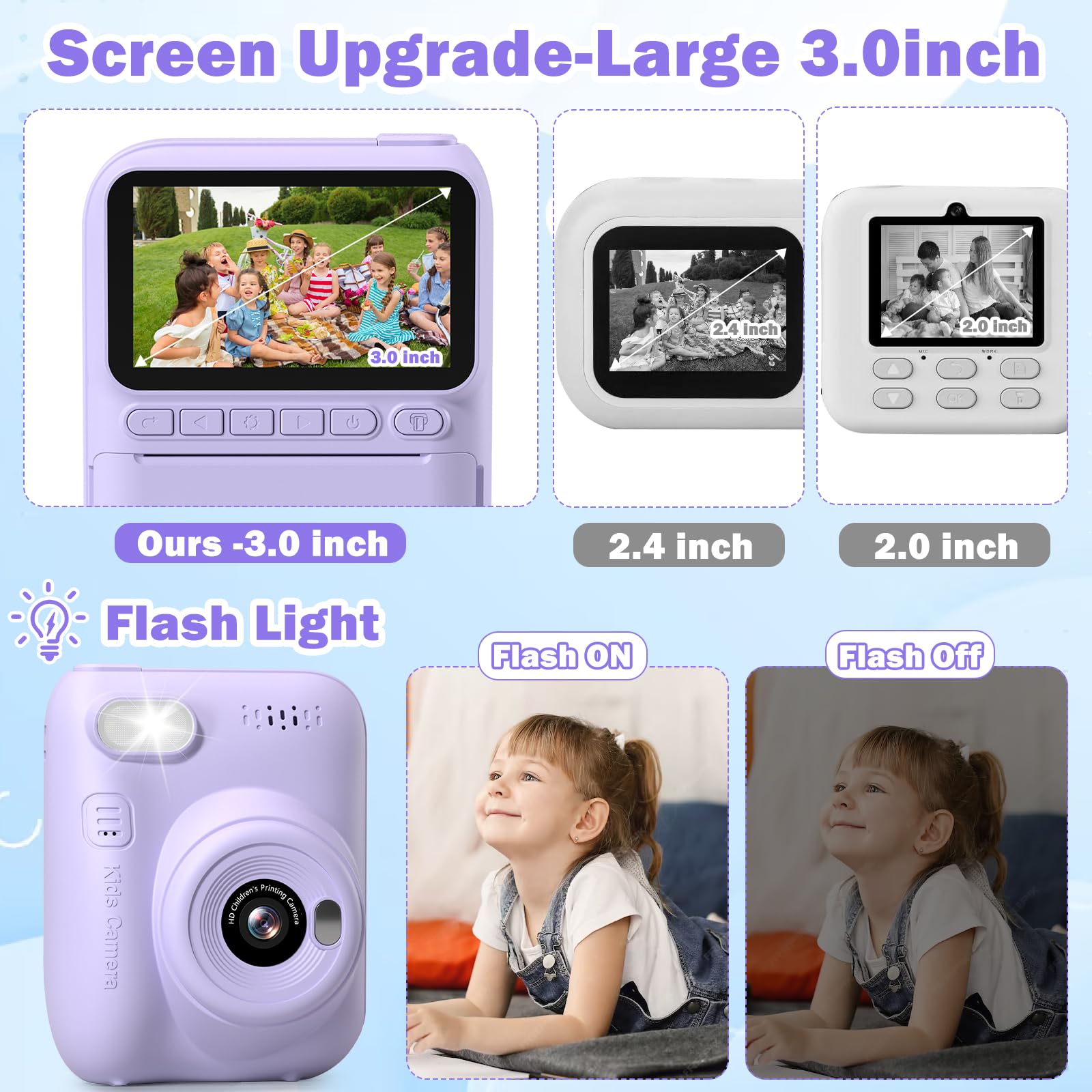 Kid Camera Instant Print, Birthday Gifts For Girls And Boys, Kids Digital Camera Toys, 1080P Hd Video, 3 4 5 6 7 8 9 10 11 12 Ye