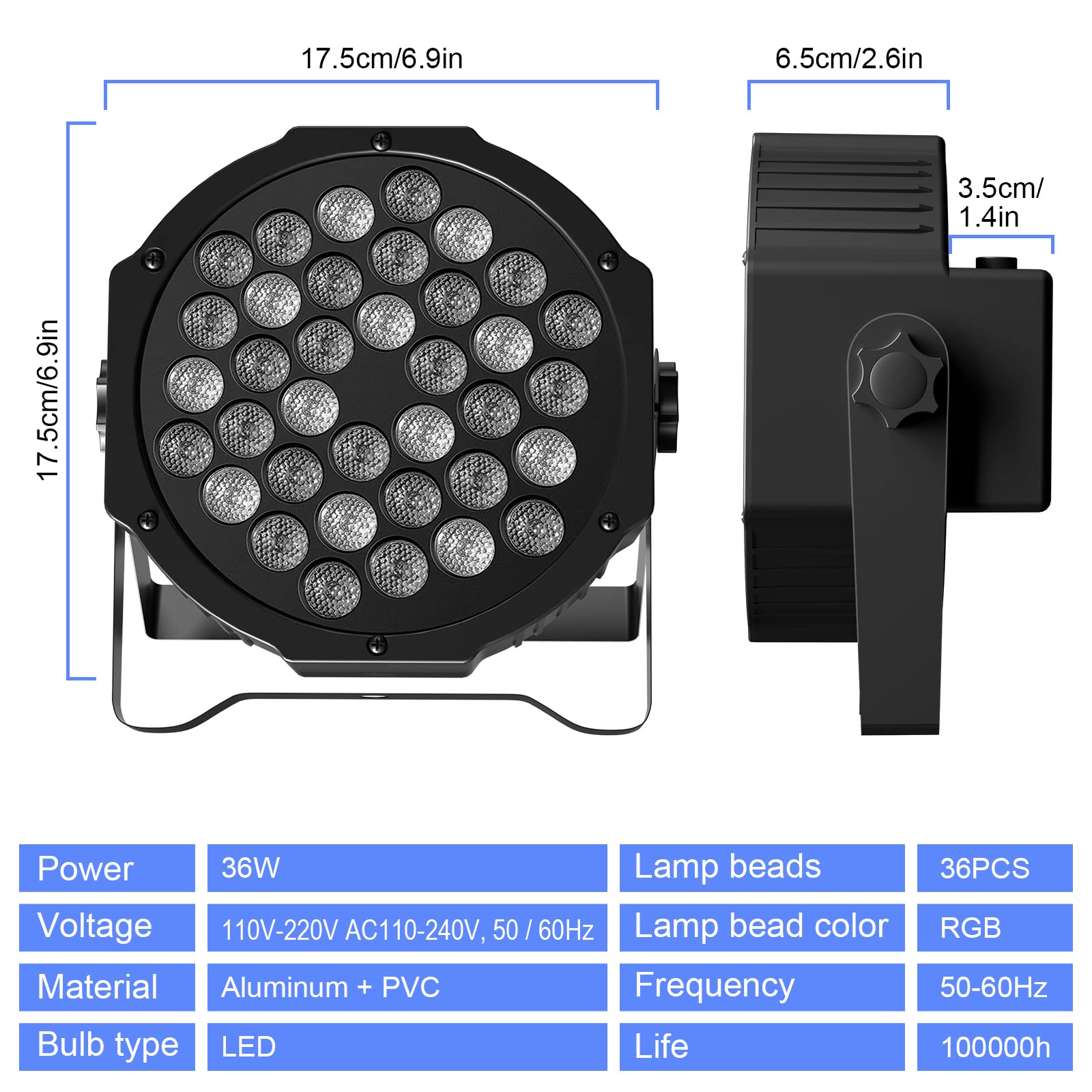 Uking Stage Lights 10 Packs 36Led Rgb Led Par Lights, 7 Channel Dj Party Lights With Remote Control & Dmx Controller Sound Acti