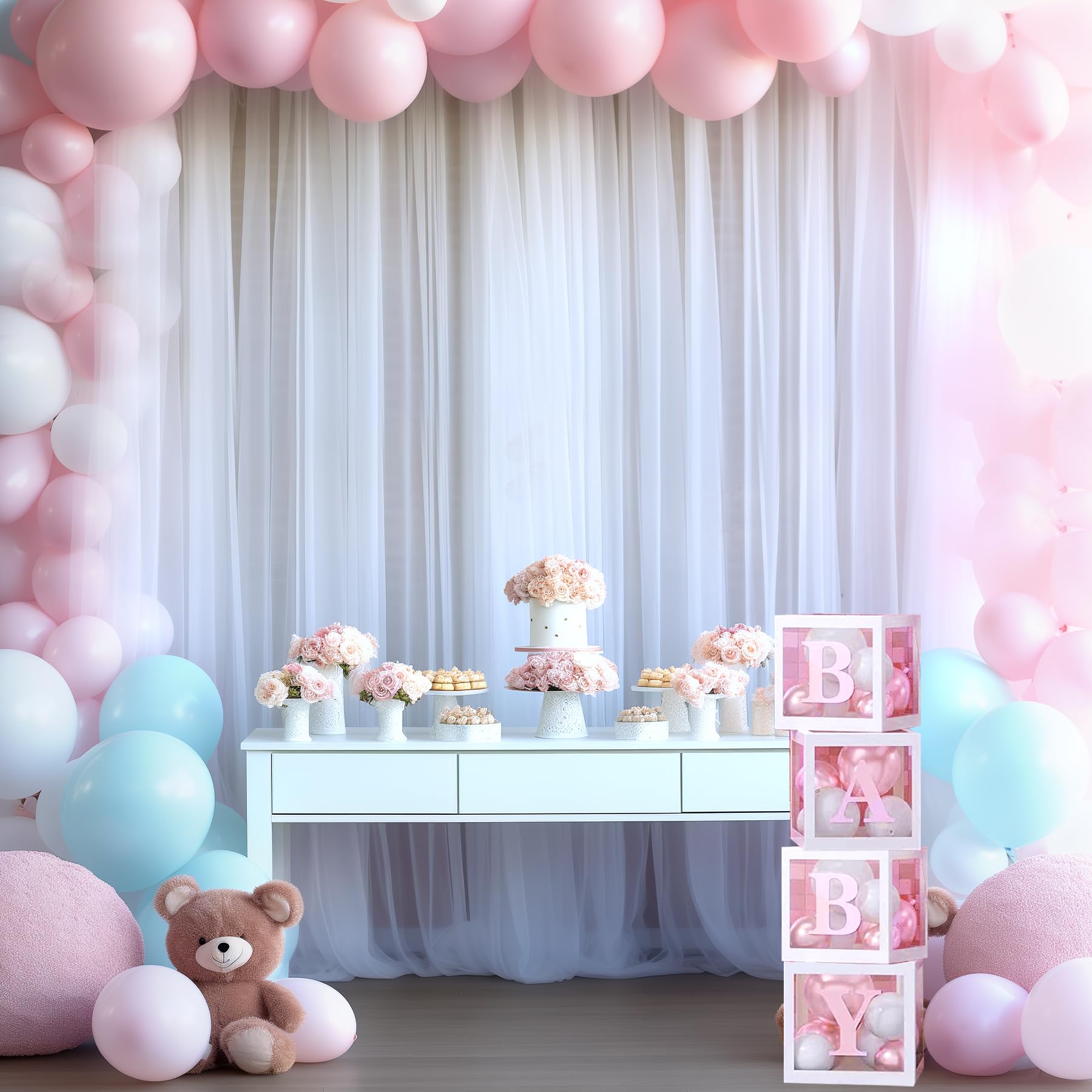 White Sheer Backdrop Curtains Tulle Backdrop Curtain For Parties Wedding White Backdrop Curtain For Birthday Party Baby Shower P