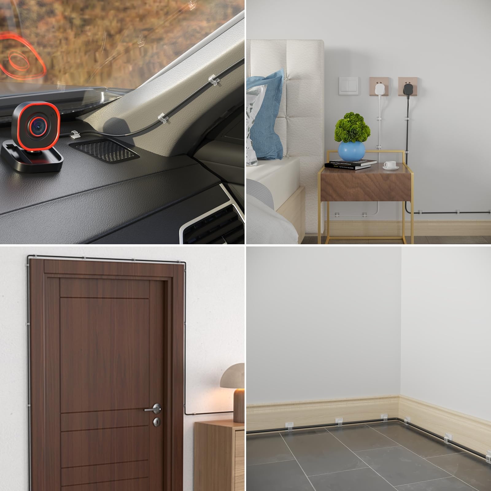 Yocice Cable Clips 50Pcs With Strong Adhesive Tapes,Wire Holder Organizer Cord Management For Car, Office And Home (Clear Cc06(5