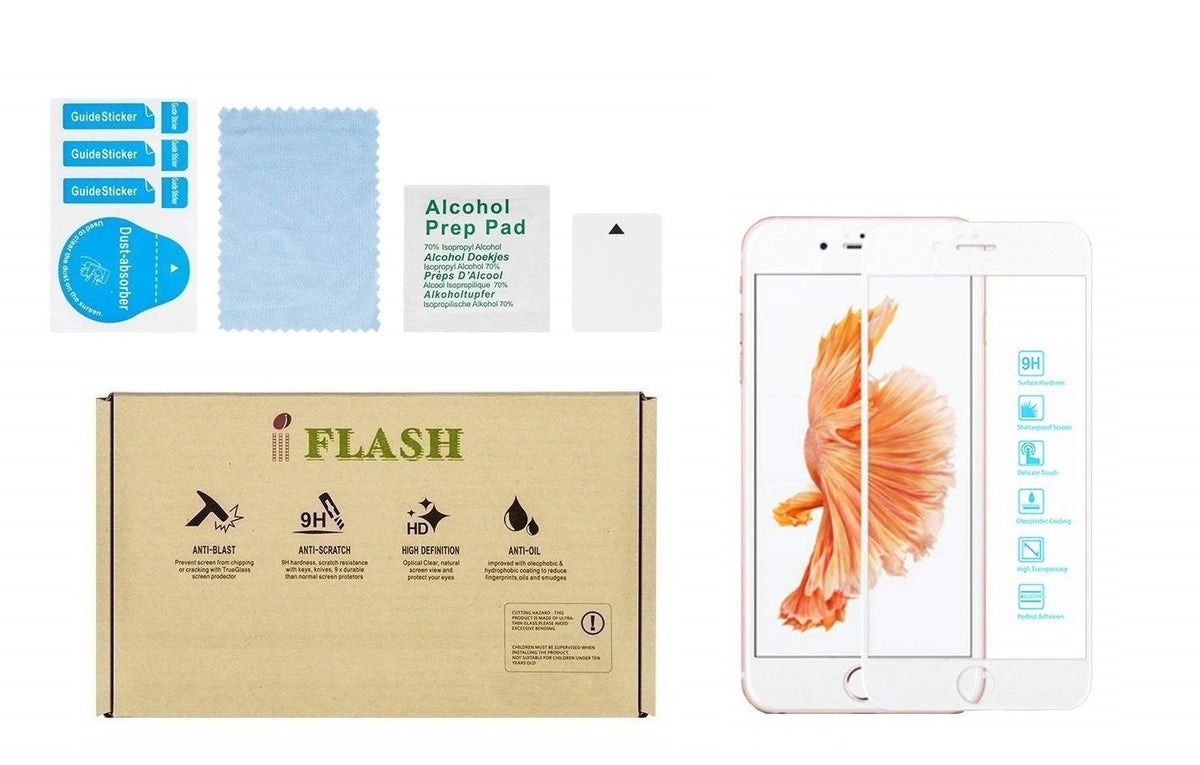 Iflash Iphone 8, 7 Full Cover Screen Protector, Full Coverage Tempered Glass Screen Film For Apple Iphone 8, 7 4.7 / Edge To Edg