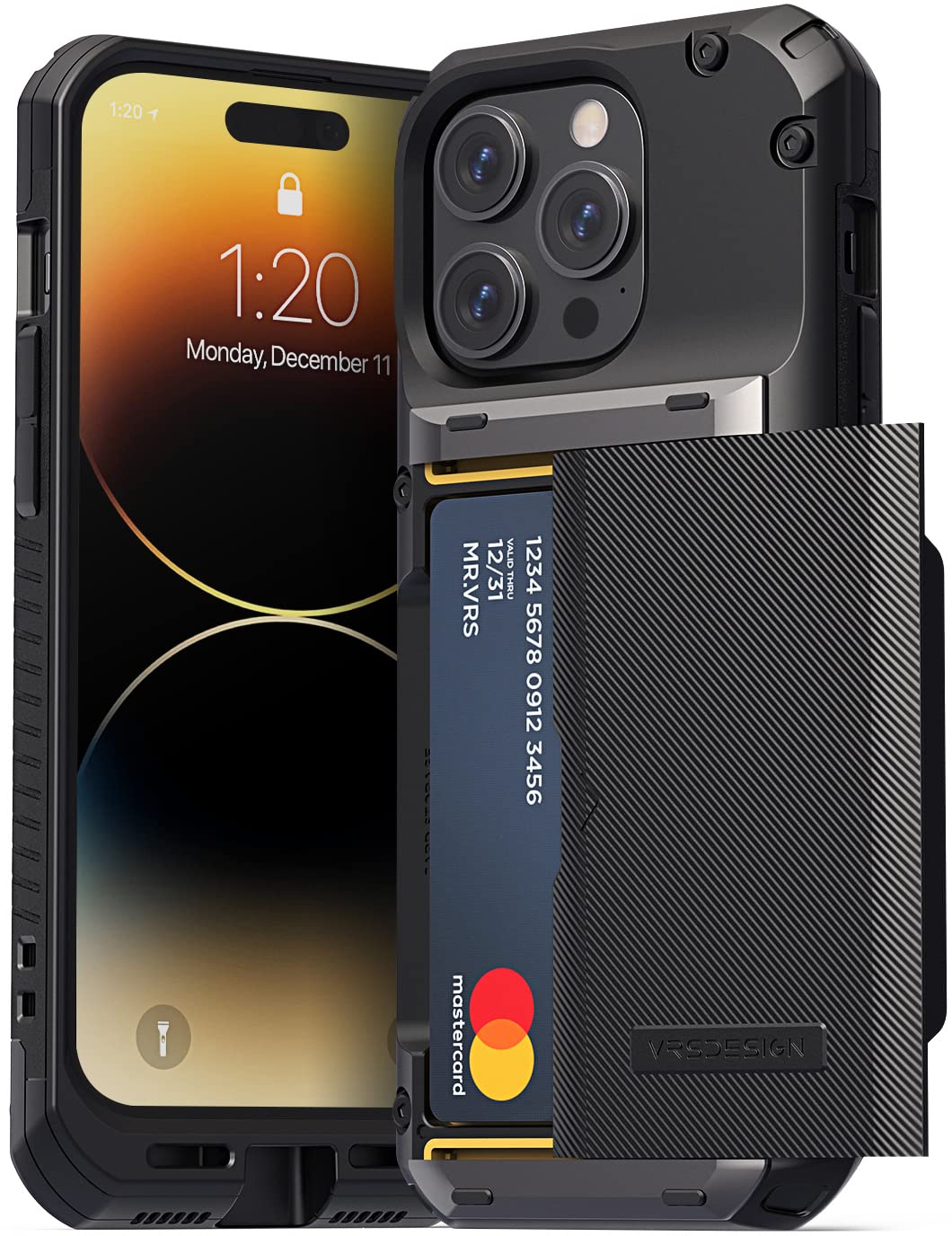 Vrs Design Damda Glide Pro Phone Case For Iphone 14 Pro, Sturdy Semi Auto Wallet [4 Cards] Case Compatible For Iphone 14 Pro Cas