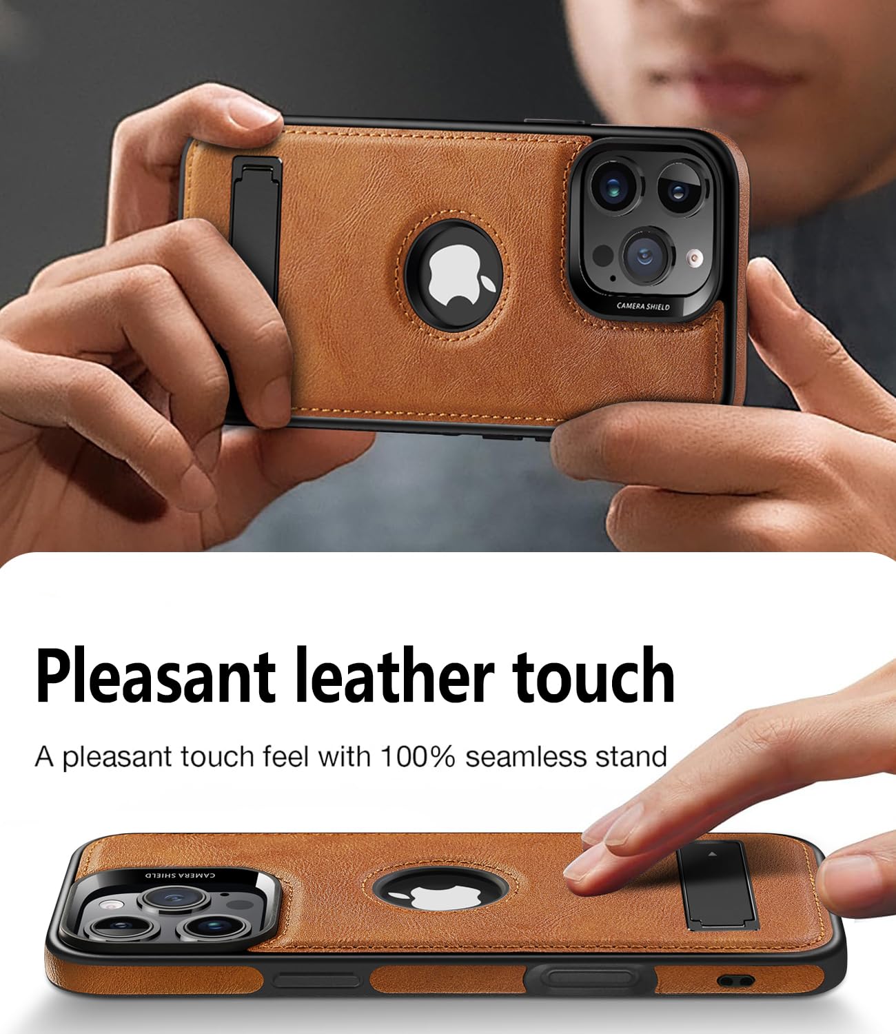 Wtcase Strong Magnetic For Iphone 16 Pro Max Case Leather,[Compatible With Magsafe], Slim Adjustable Kickstand Phone Case For Ip