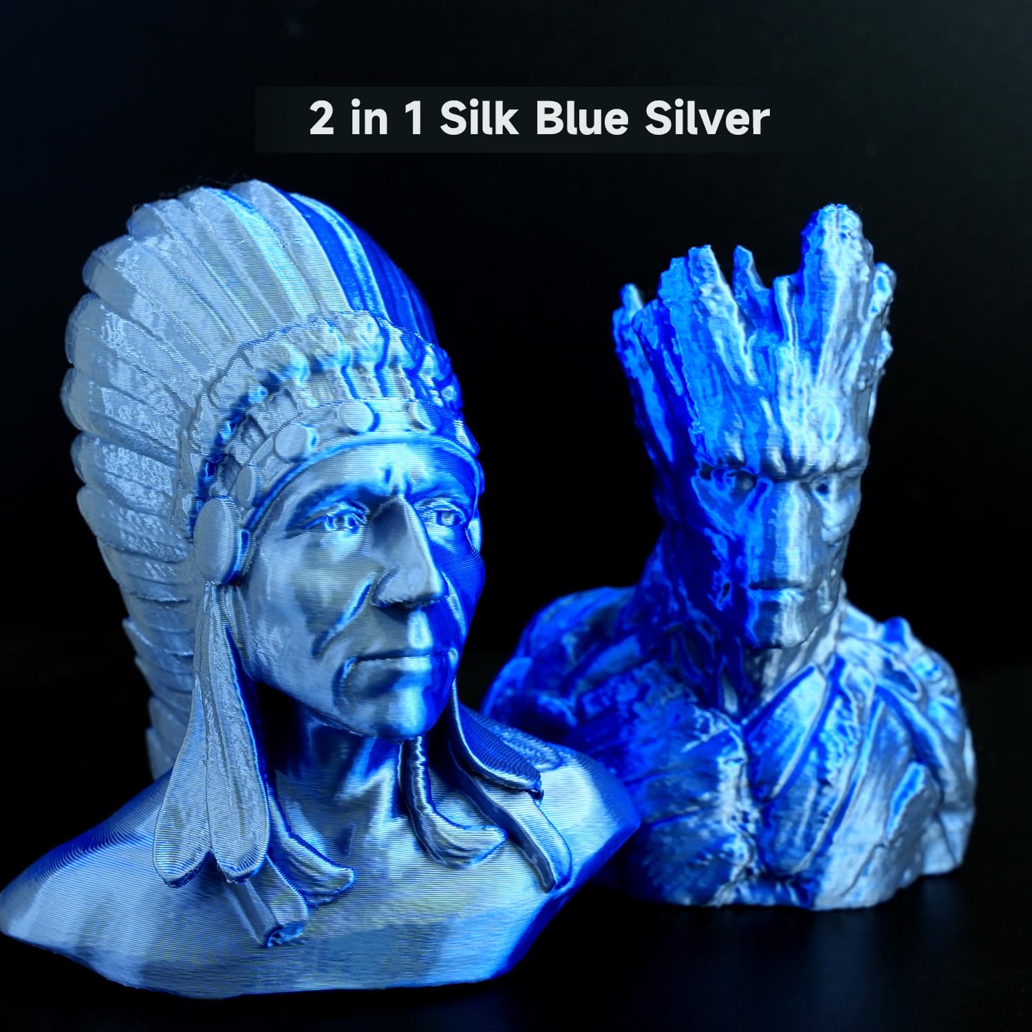 Gratkit Silk Dual Color Pla Filament, Coextrusion Pla Filament 1.75Mm, +/-0.03Mm, 1Kg/Roll, Silk Pla Blue & Silver