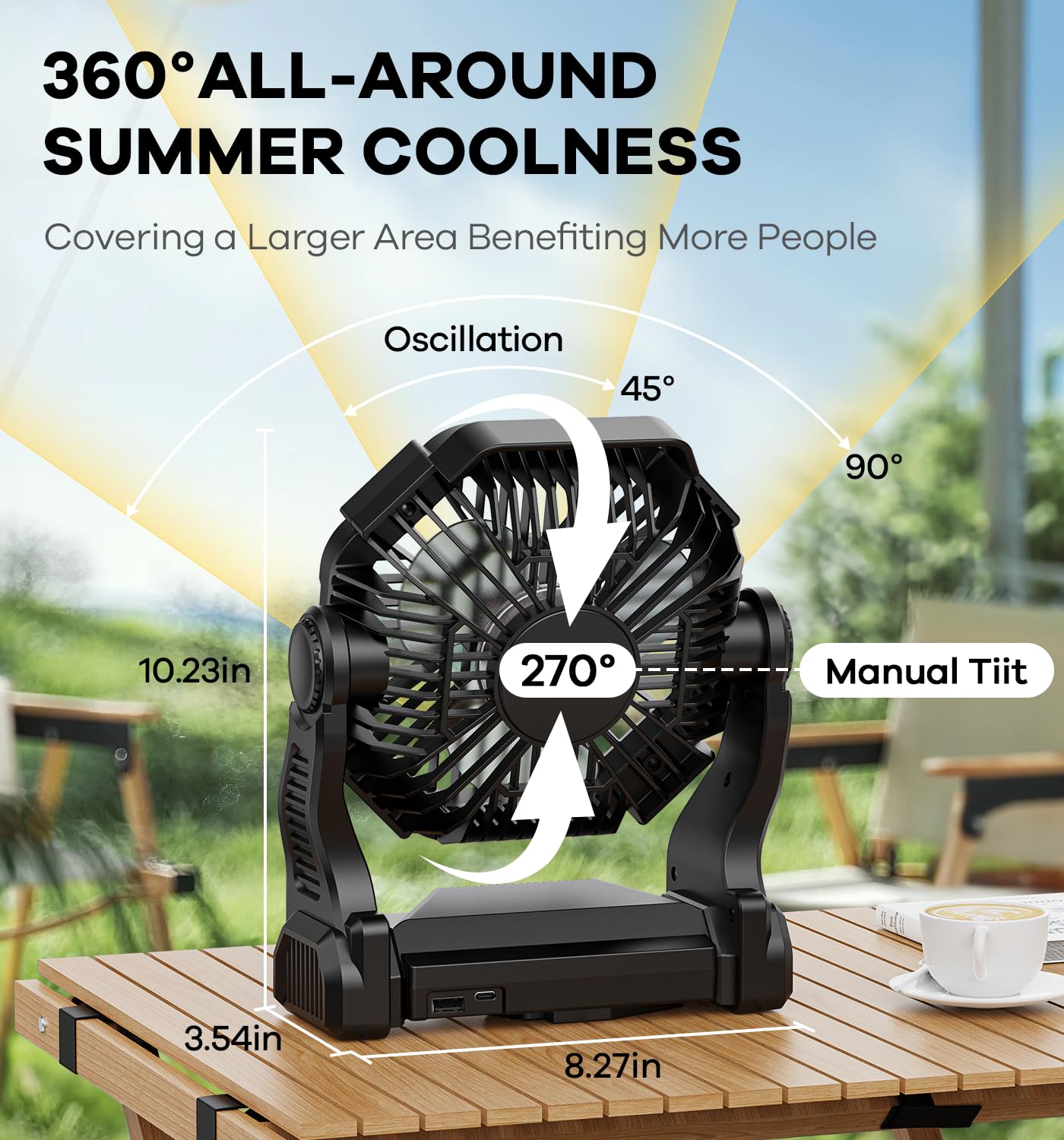 Dowilldo 30000Mah Portable Battery Powered Camping Fan - With Led Light, Quiet Battery Operated, Camping Gear For Travel, Tent,