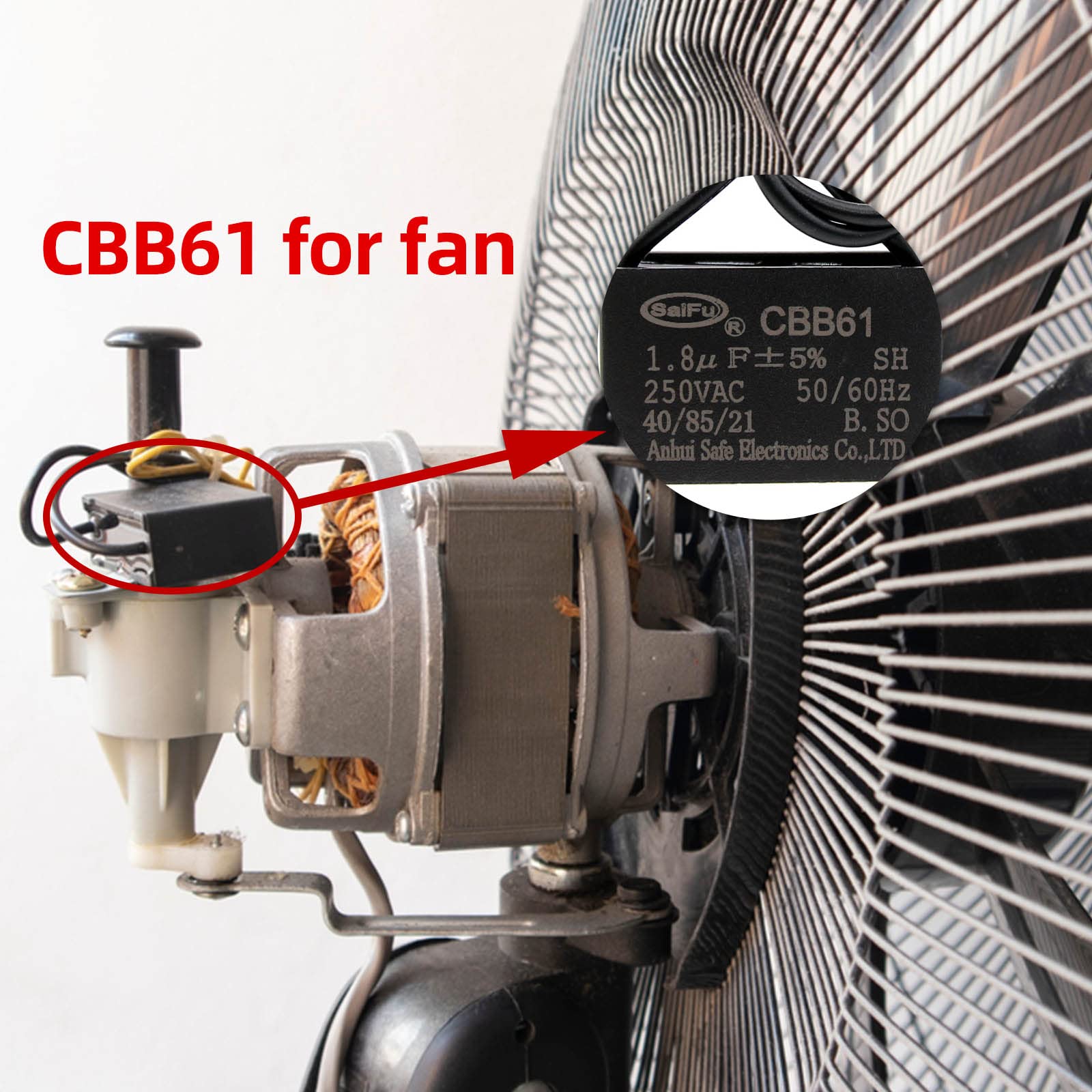 Akzytue Cbb61 Capacitor 1.8Uf 250V Ac Ceiling Fan 2 Wire 50/60Hz For Electric Fan Generator Pump Motor (2 Pack )