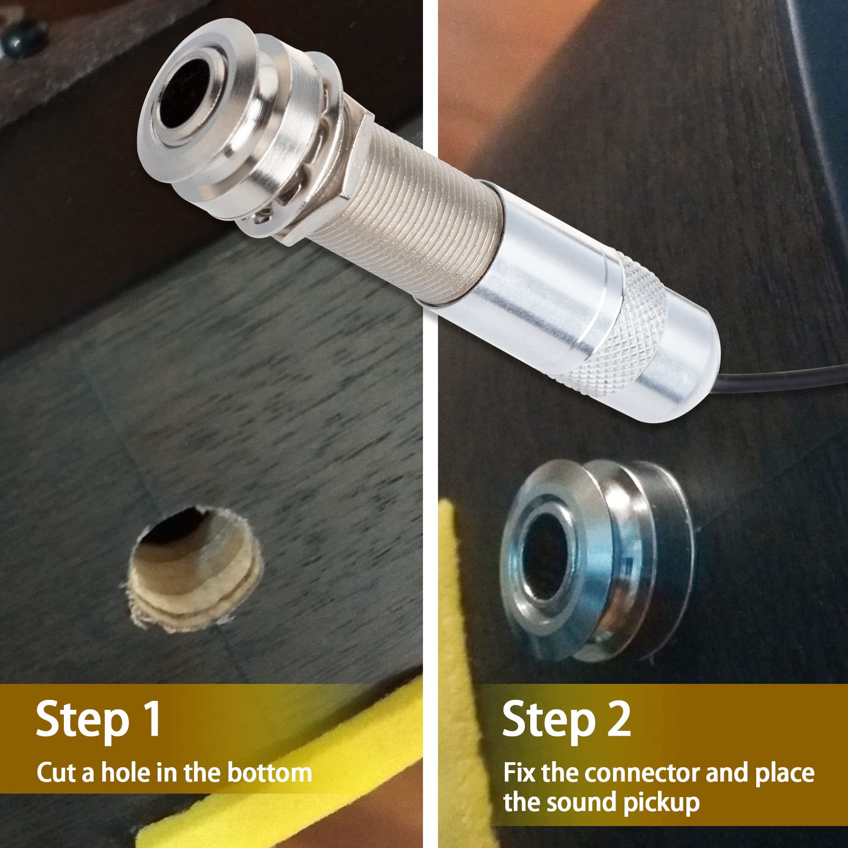 Pagow 2 Sets Acoustic Guitar Pickup, 3 In 1 Pickups Piezo Transducer, Microphone Contact Self-Adhesive Mono Piezo Pickup With Bu