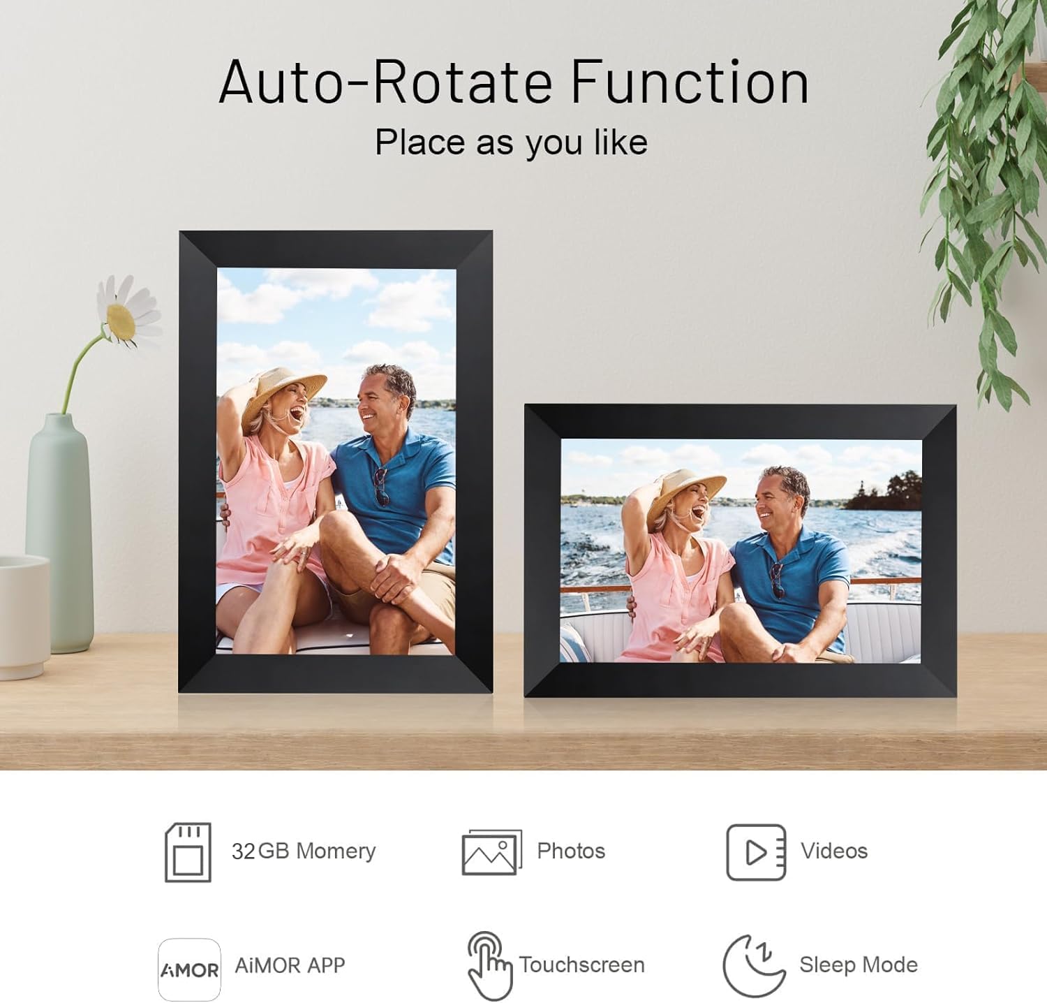 Aeezo 10.1 Inch Wifi Digital Picture Frame, Ips Touch Screen Smart Cloud Photo Frame With 32Gb Storage, Auto Rotate Easy Setup T