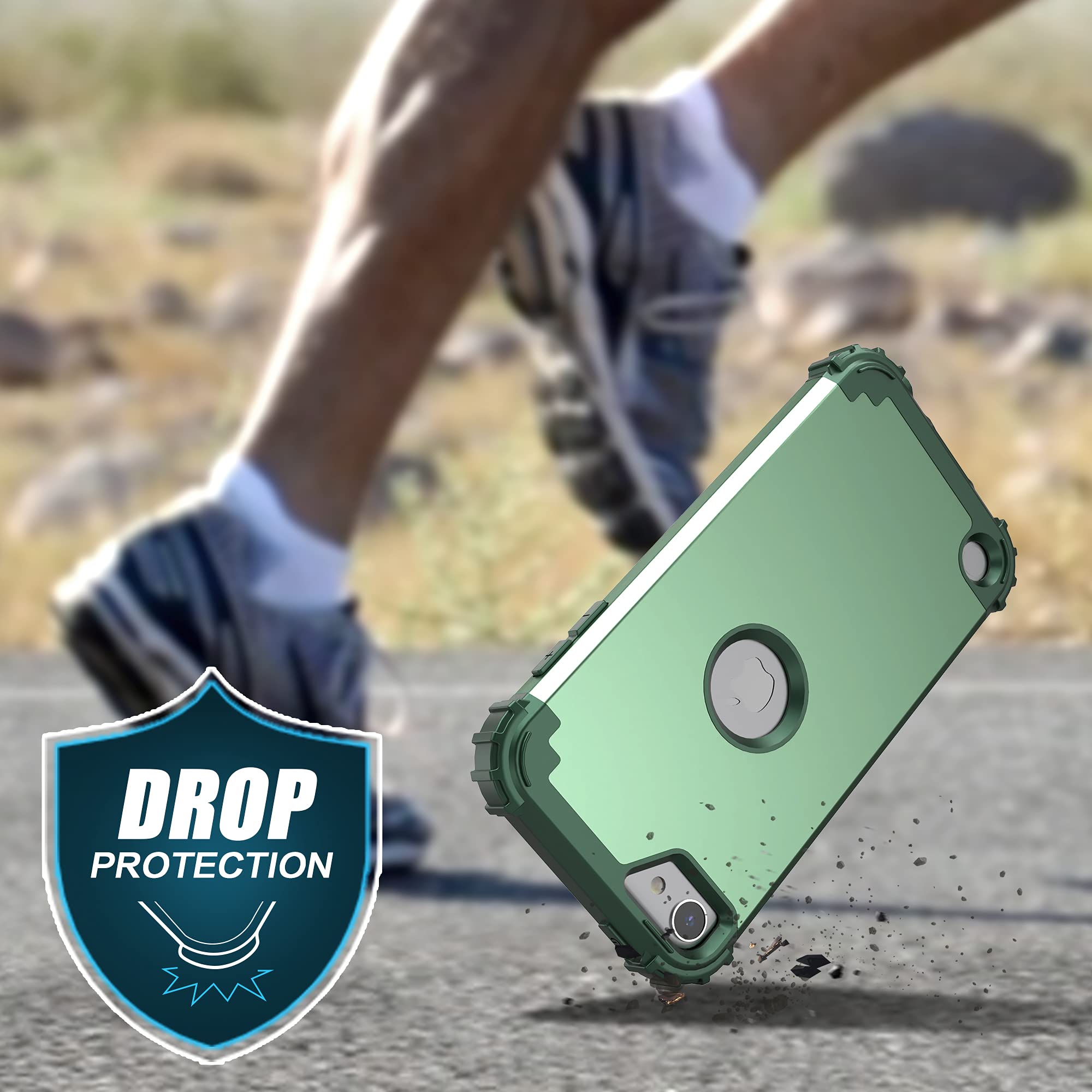 Idweel For Ipod Touch 7Th Generation Case With 2 Screen Protectors, Hybrid 3 In 1 Shockproof Slim Heavy Duty Hard Pc Cover Soft