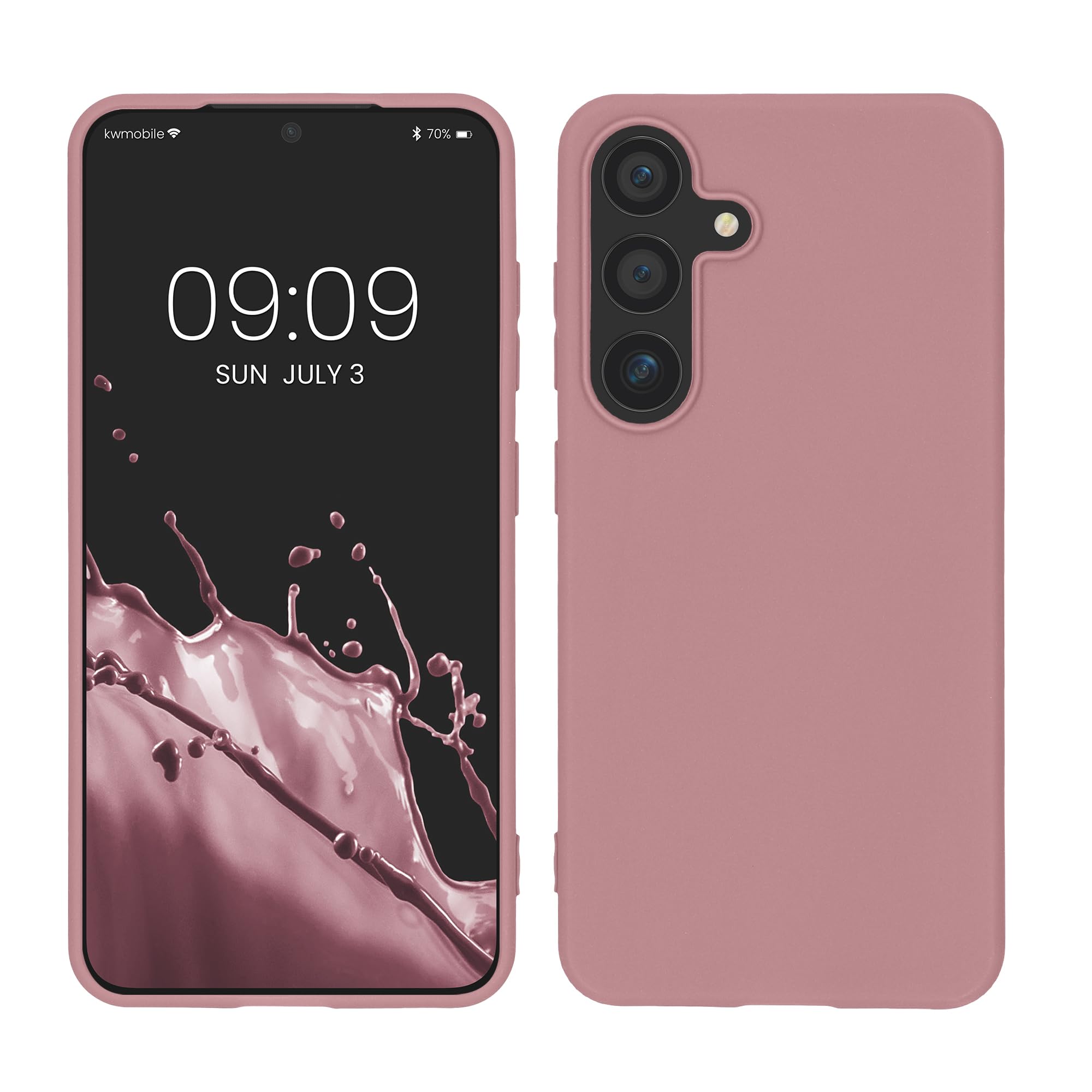 kwmobile Case Compatible with Samsung Galaxy S25 Case - Soft Slim Protective TPU Silicone Cover - Dusty Pink