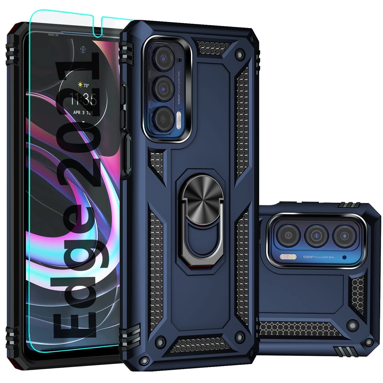 Sktgslamy Moto Edge 2021 Case,Moto Edge 5G Uw Case With Screen Protector,[Military Grade] 16Ft Drop Tested, Magnetic Kickstand P