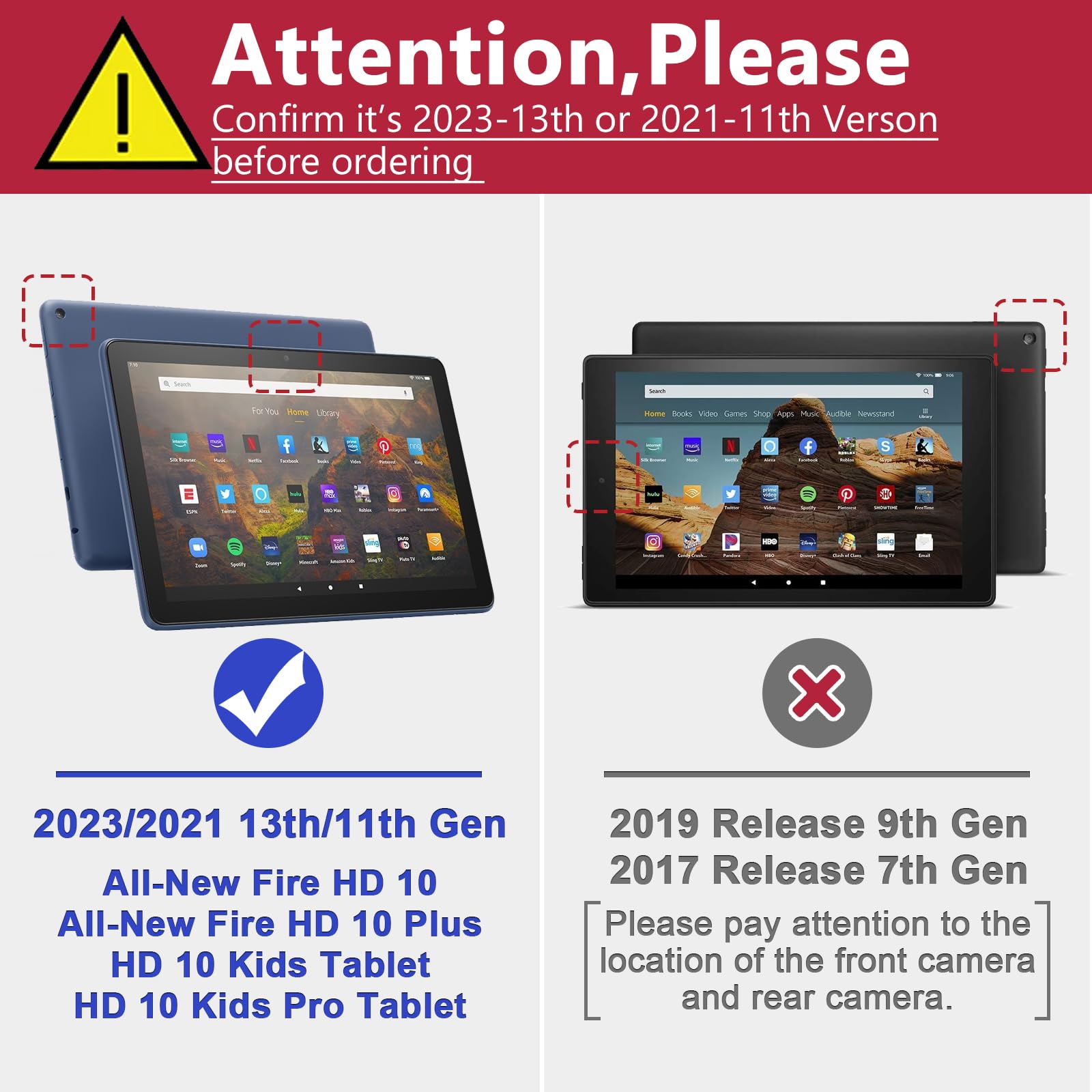 Grifobes (For 13Th/11Th Generation 2023/2021 Release) All New Kindle Fire Hd 10/10 Plus, Hd 10 Kids/Kids Pro Tablet, 3 In 1 Heav