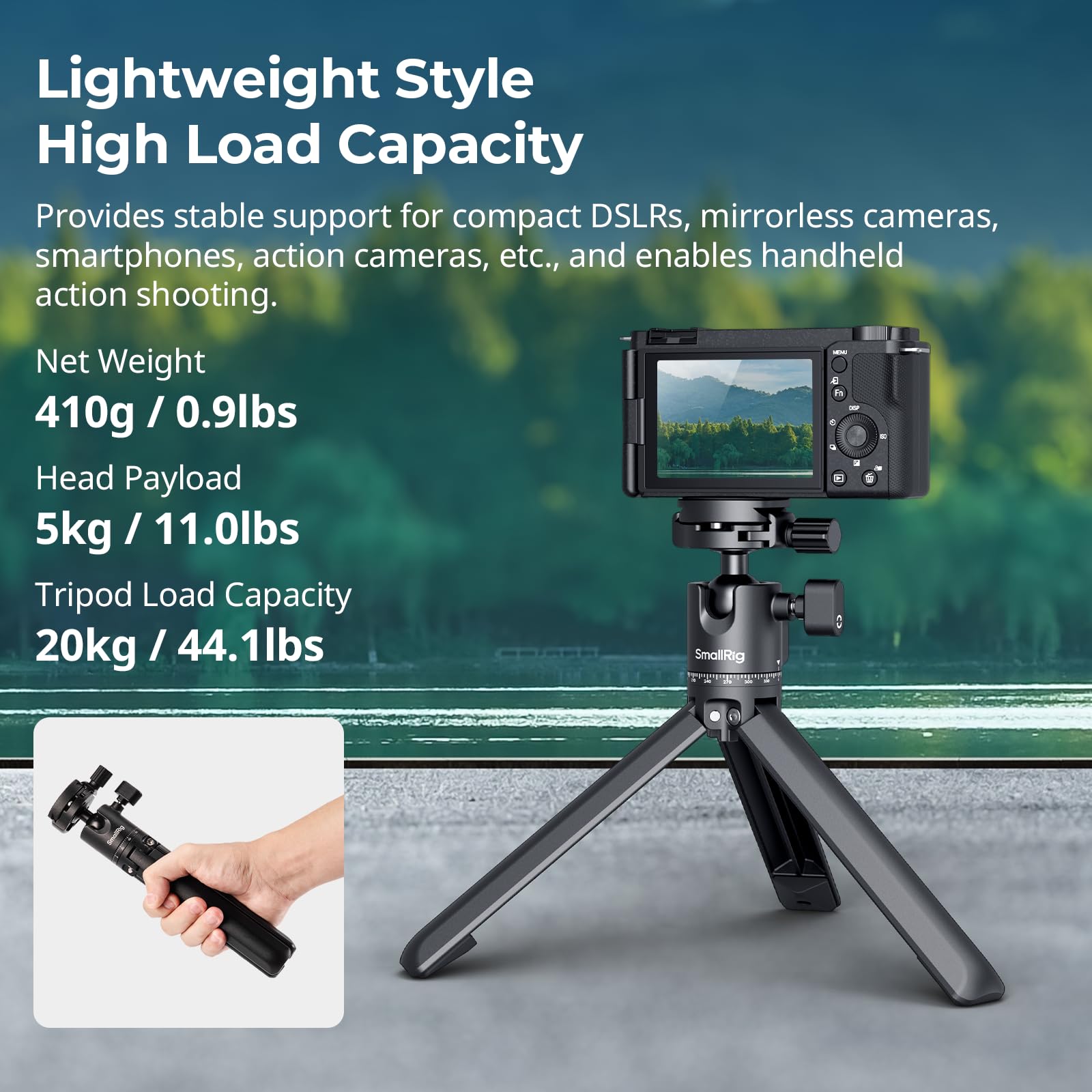 Smallrig Portable Mini Desktop Tripod, Aluminum Alloy Compact Small Tabletop Tripod With 360 Ball Head, 1/4 Screws Quick Release