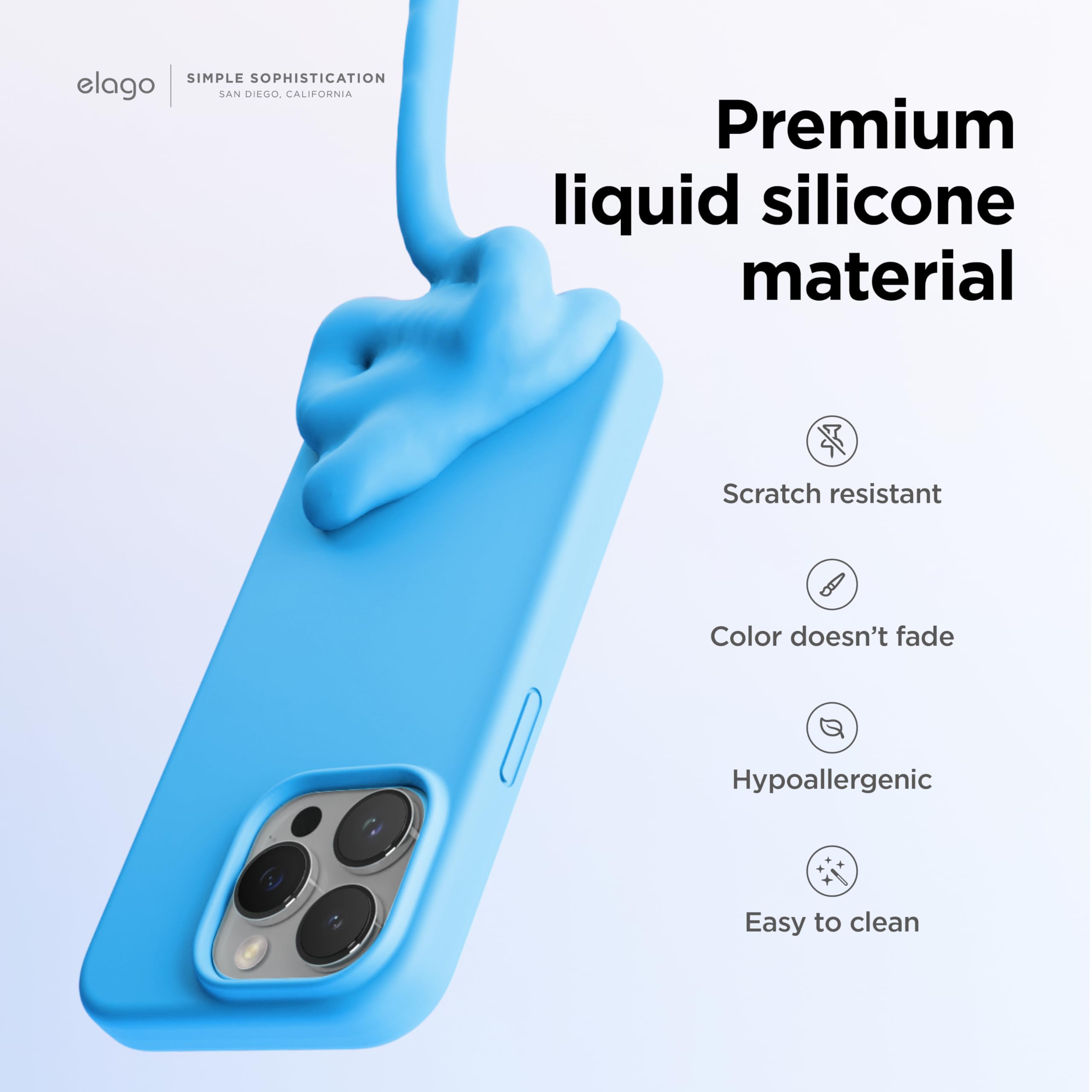 Elago Compatible With Iphone 15 Pro Max, Liquid Silicone Case, Full Body Protection Shockproof Soft Microfiber Lining Anti Scrat