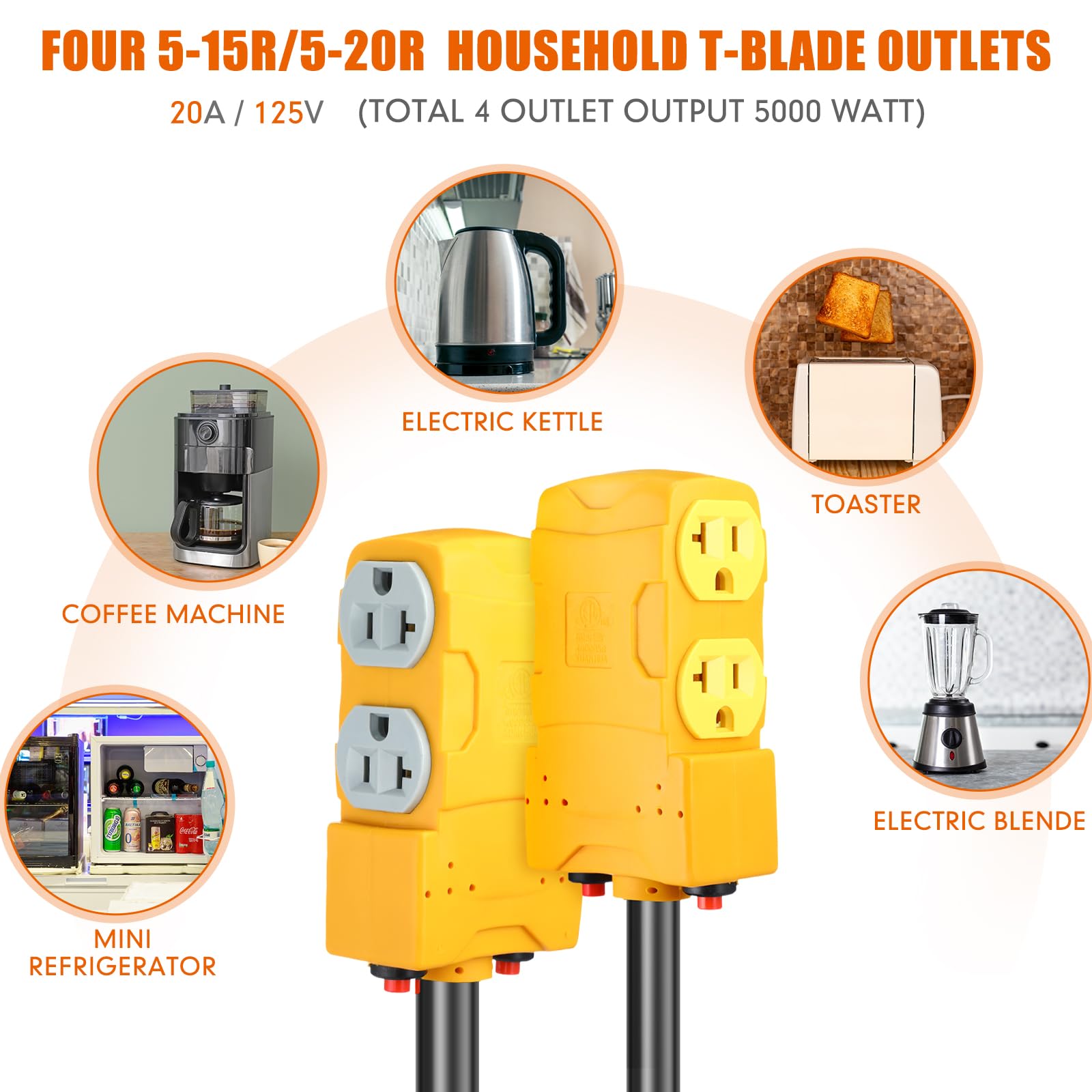 Tellegloww 220 To 110 Adapter Compatible With Nema 10 50P To 4X 5 20R/15R With 20 Amp Circuit Breaker, 220/250V Electrical Stove
