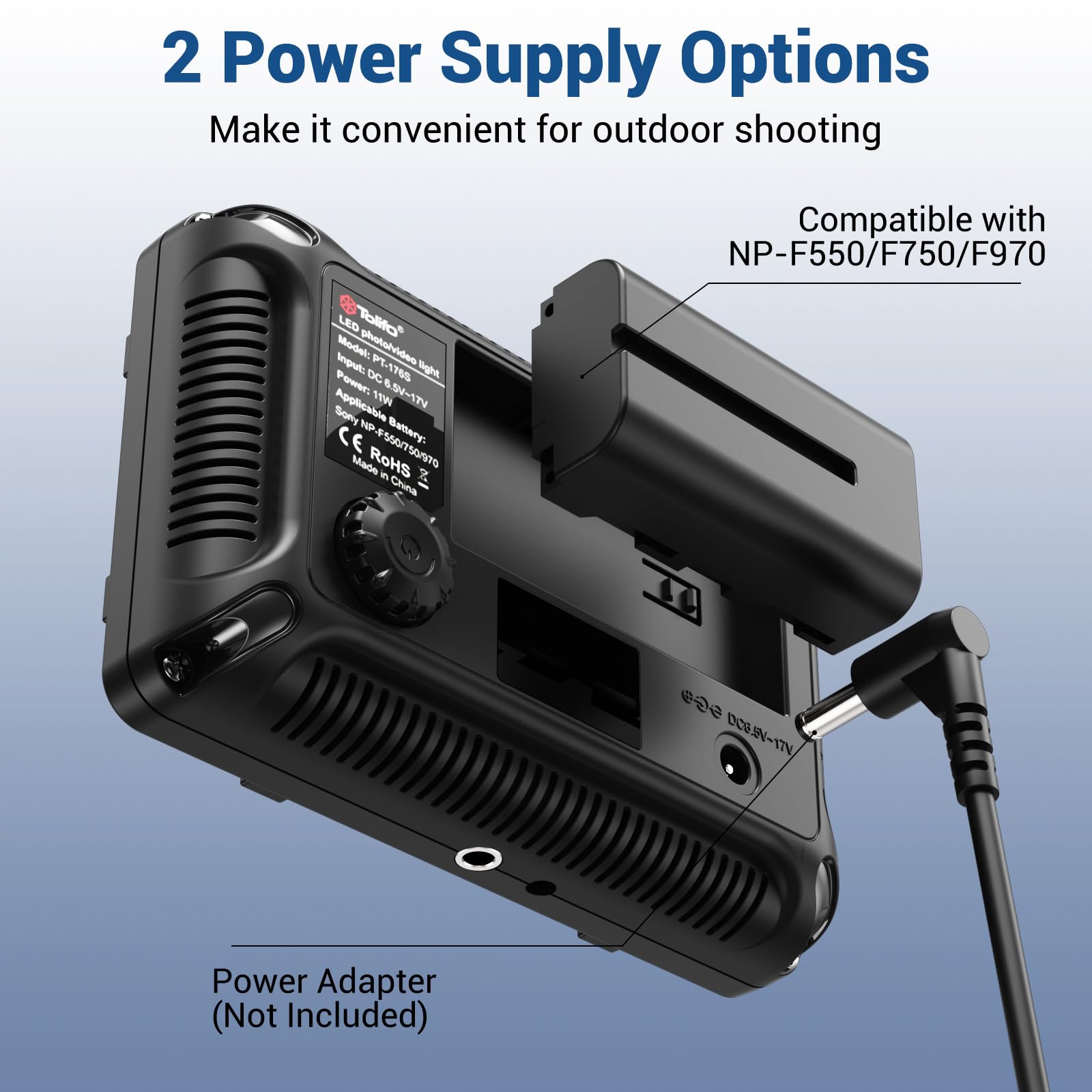 Tolifo Pt 176S On Camera Video Light, Dimmable 11W Led Light Panel With 2200Mah Rechargable Battery And Charger, Portable Photo