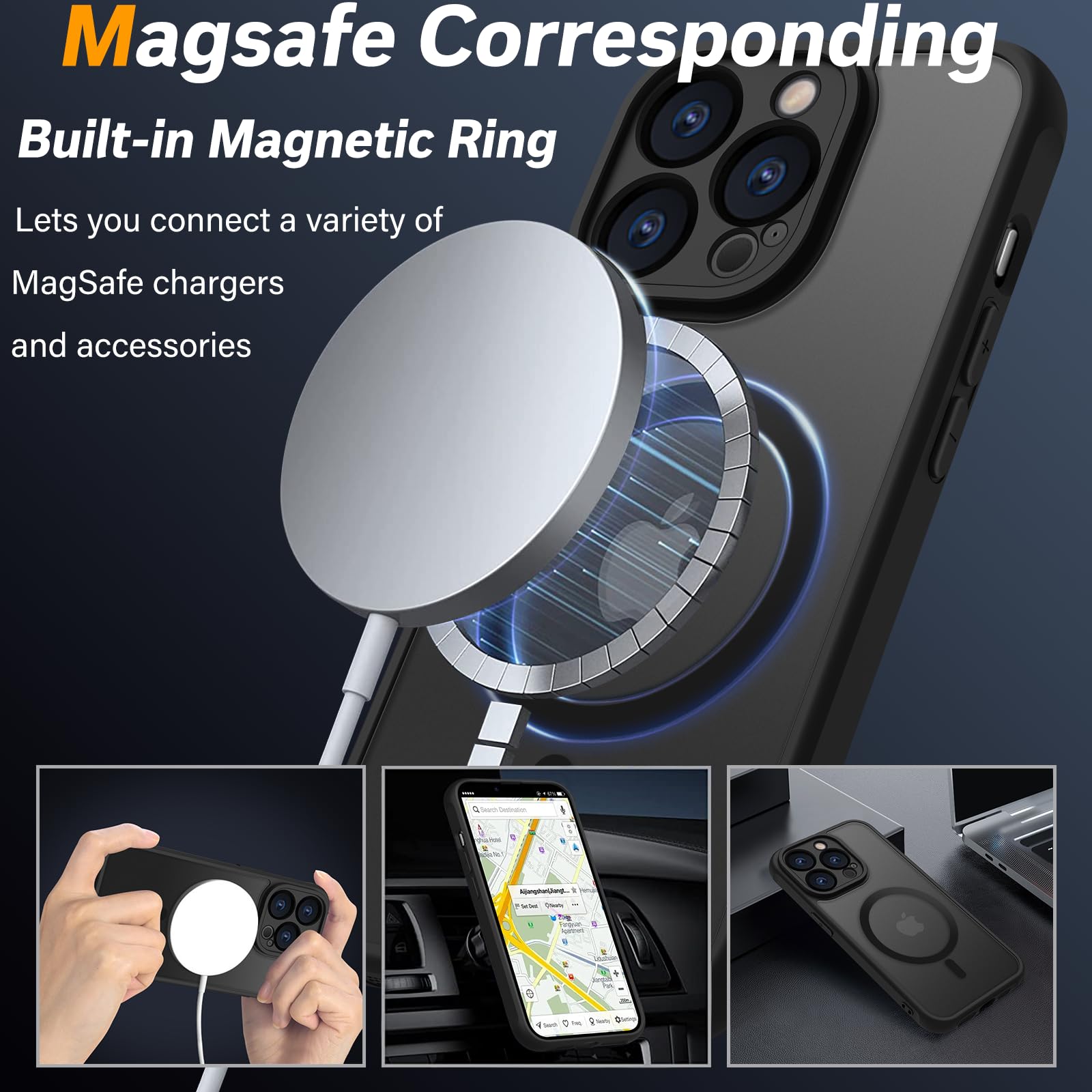 Pinlisheng Magnetic For Iphone 15 Pro Case,Compatible With Magsafe,Military Grade Drop Tested, Shockproof Matte Translucent Hard