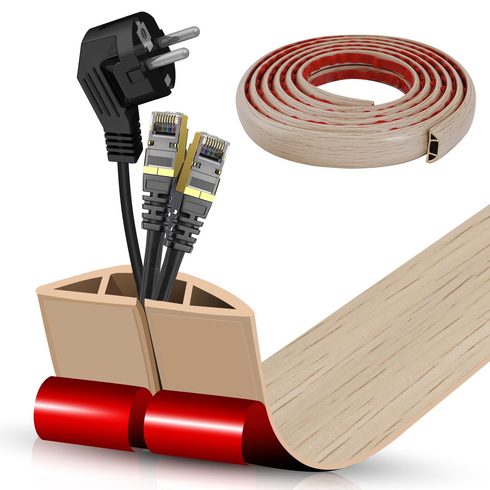 Floor Cord Cover Cable Cavity 0.5''X0.3'' Self Adhesive Cord Hider Floor 10Ft Floor Cable Management Power Cord Protector Floor