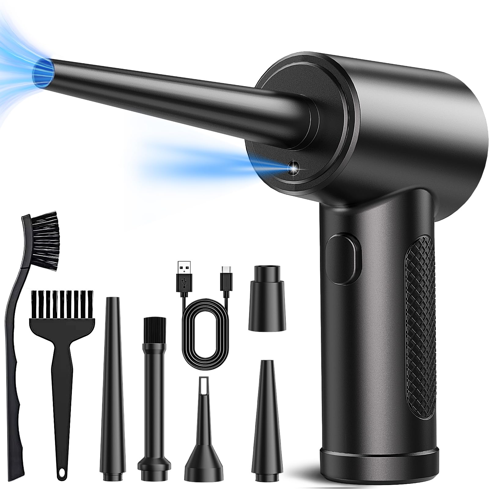 Compressed Air Duster, 3 Gear To 51000Rpm Cordless Electric Air Duster, 6000Mah Rechargeable Air Blower With Led Light For Lapto