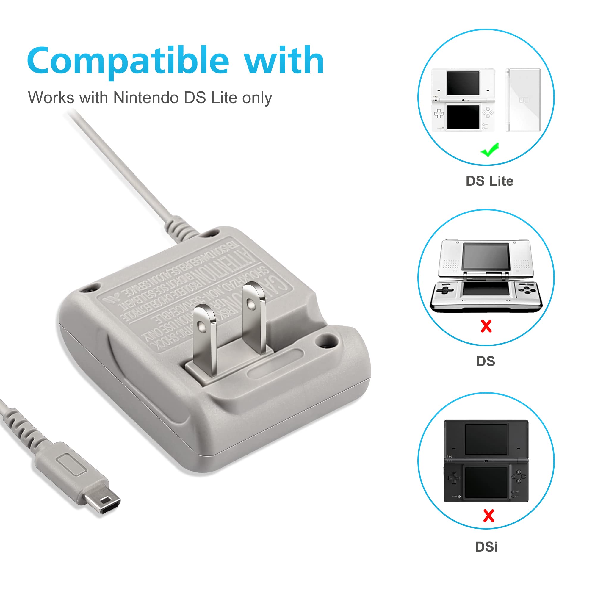 Ds Lite Power Charger, Ac Adapter For Nintendo Ds Lite Systems , Wall Travel Charging Cable 5.2V 450Ma