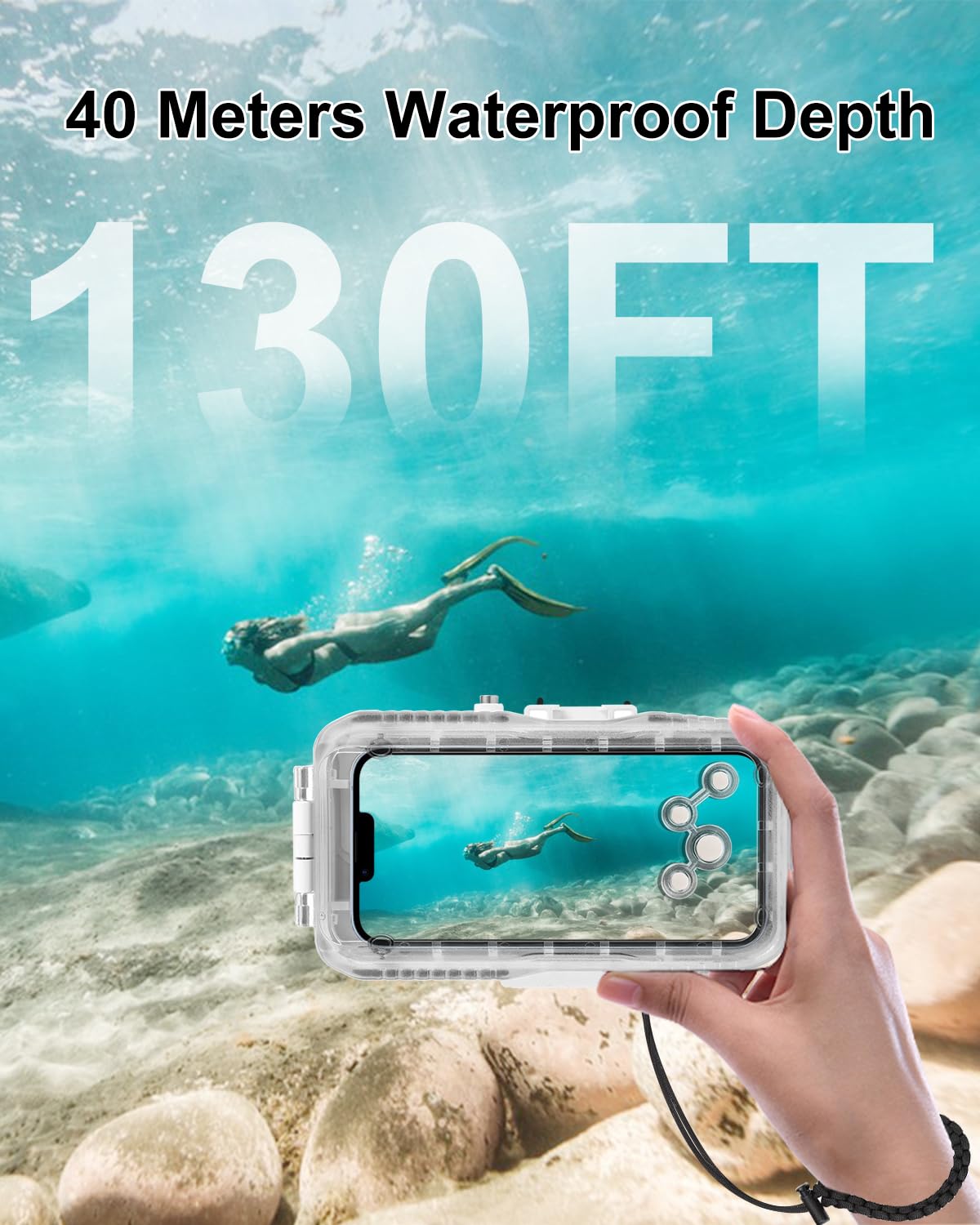 Puluz 40M/130Ft Waterproof Diving Case For Iphone 15 Pro Max/15 Plus /14 Plus / 14 Pro Max / 13 Pro Max /12 Pro Max/For Surfing