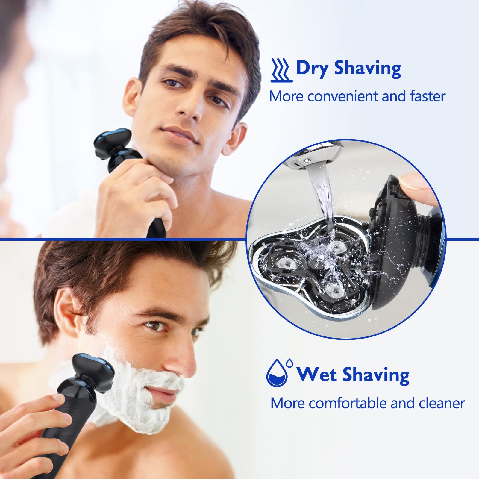Electric Razor For Men, 2024 Mens Electric Shavers Rotary Replacement/Waterproof/Rechargeable, Electric Shaver For Men Cordless