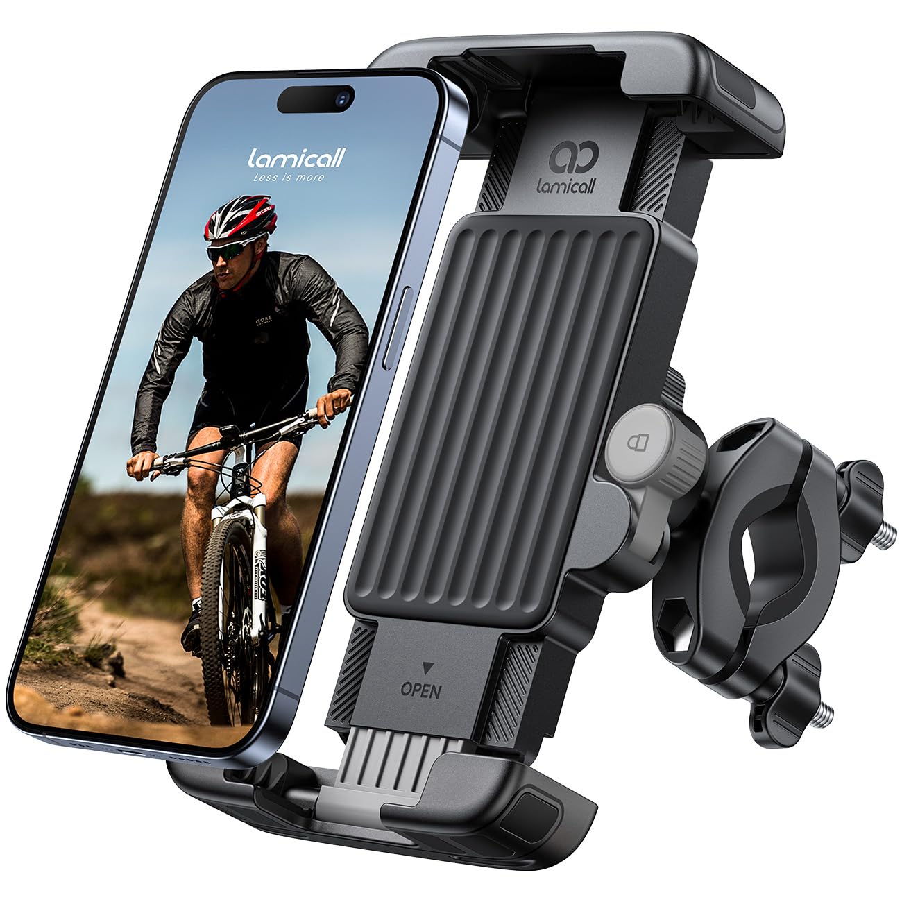 Lamicall Bike Motorcycle Phone Mount - [1s Quick Lock] Bike Cell Phone Holder Clip, Bicycle Scooter Handlebar Clamp, for iPhone 