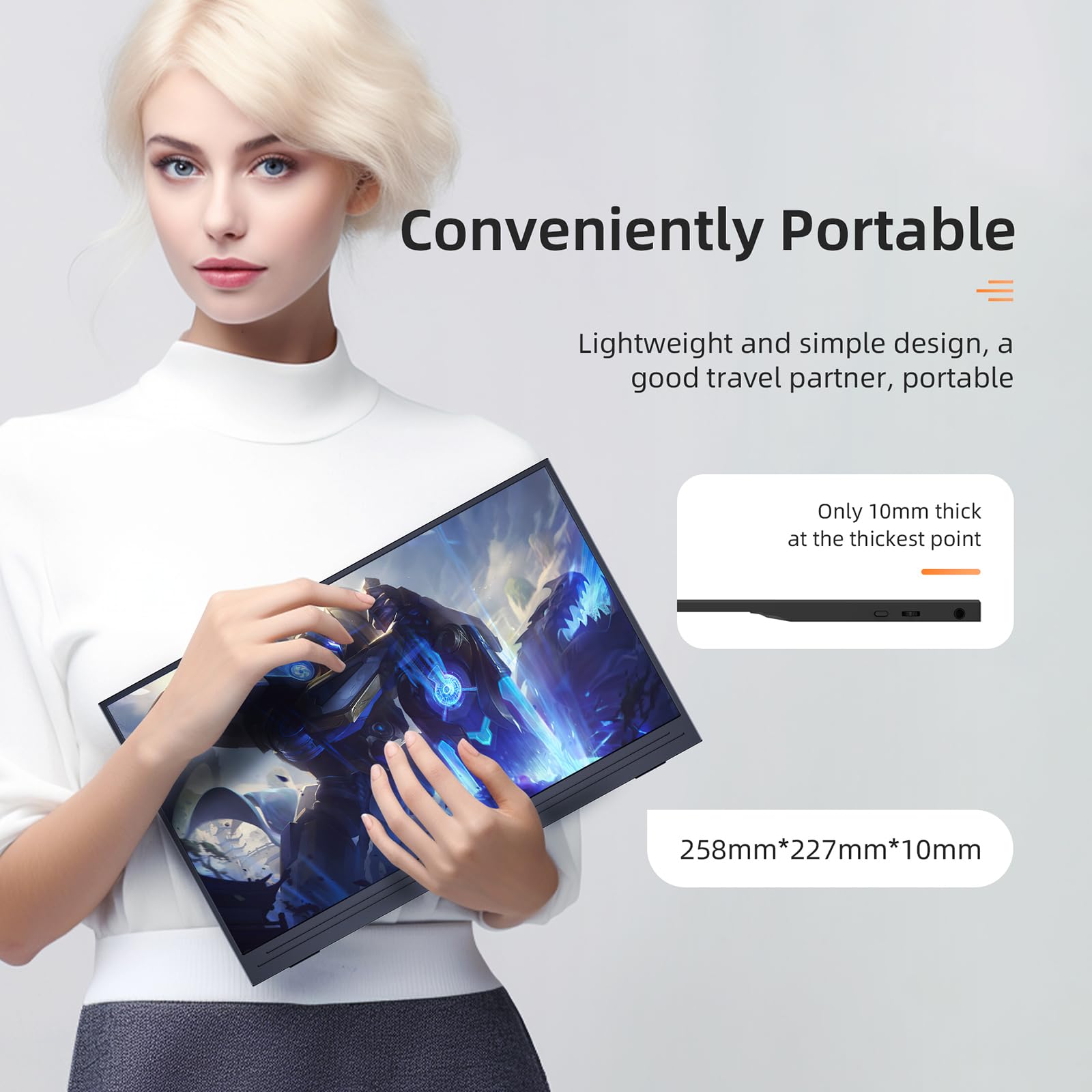 Ponkloie Portable Monitor Touchscreen For Laptop, 15.6'' Fhd 1080P Hdmi Usb C Ips External Monitor, Built In Dual Speakers Gamin