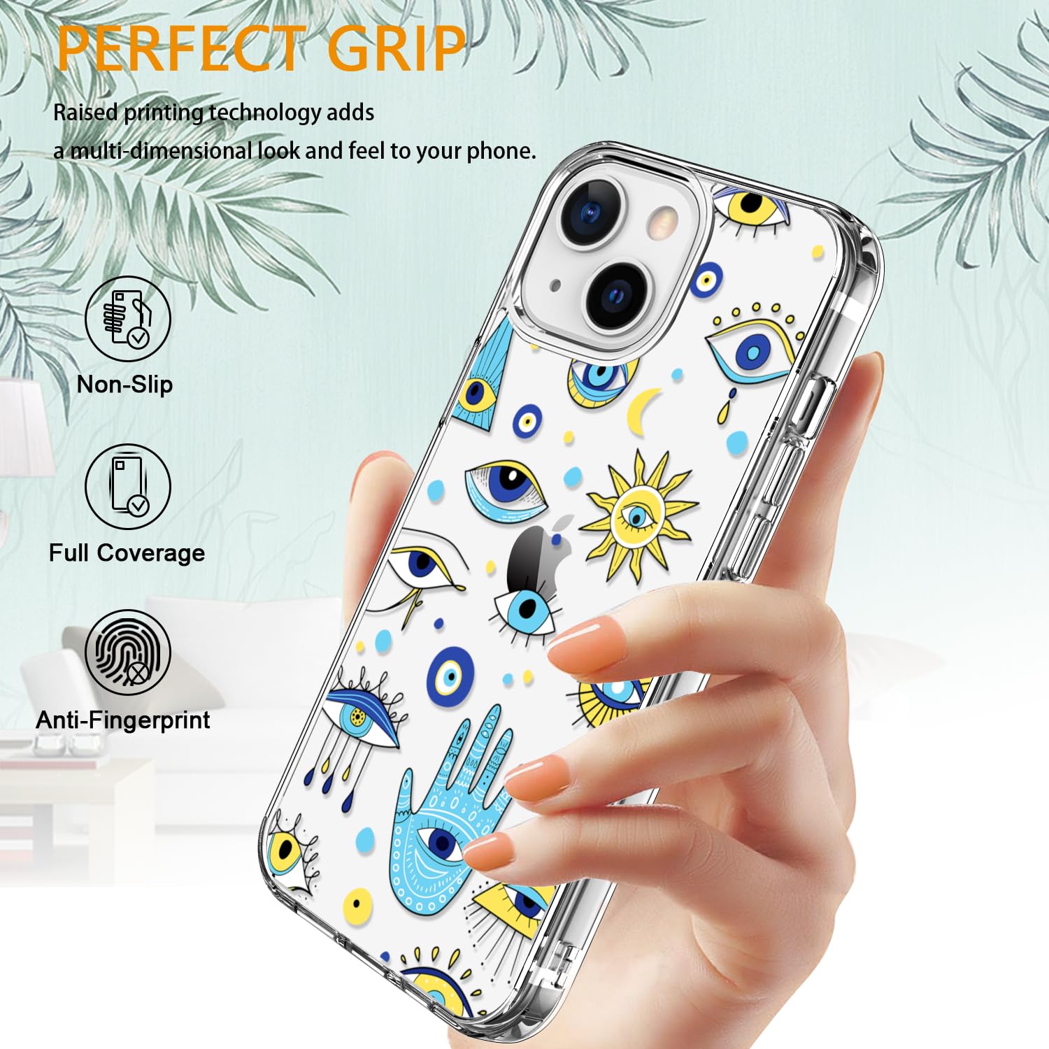 Luhouri For Iphone 15 Plus Case With Screen Protector   Crystal Clear Cover   Fashionable Pattern Design   Wireless Charging   S