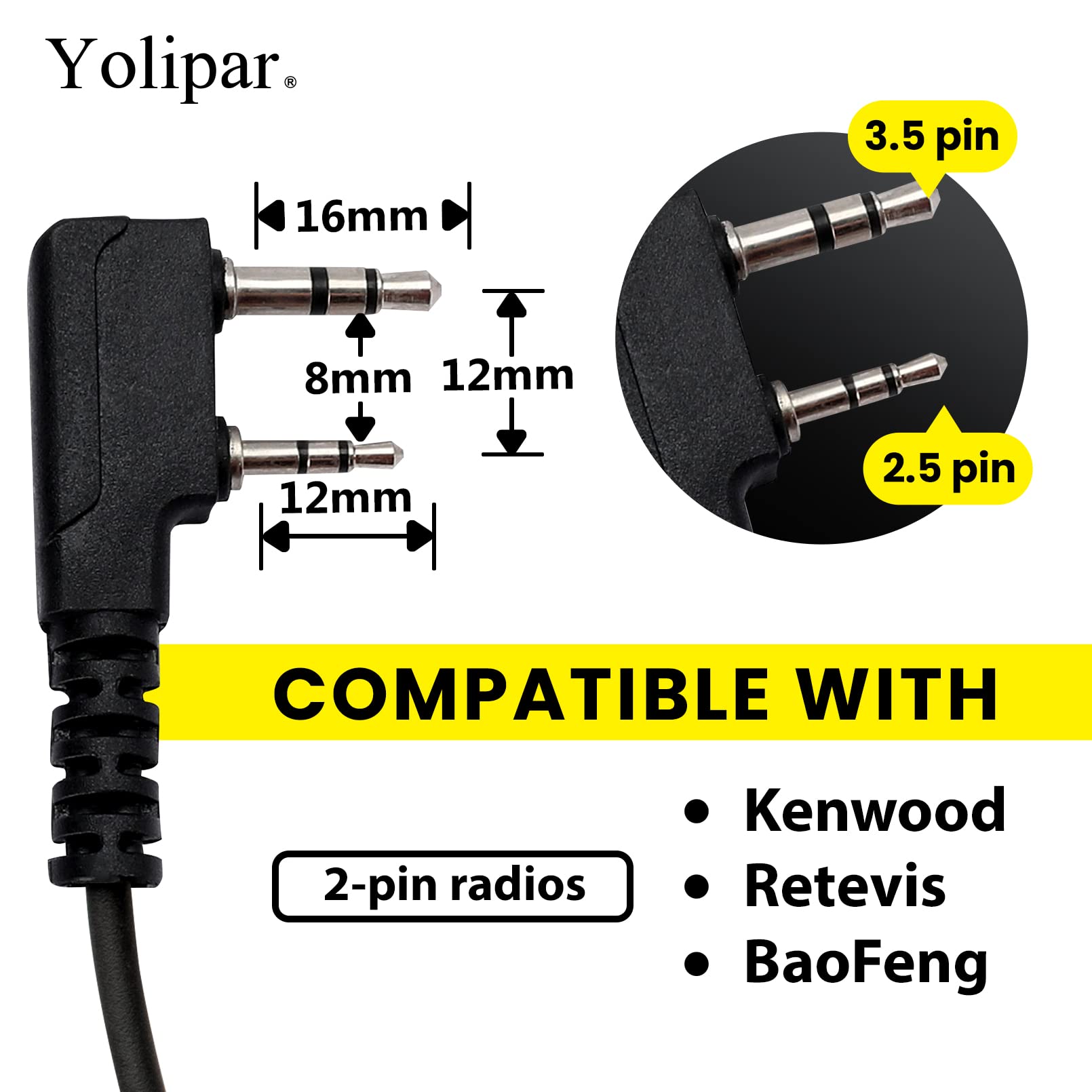 Yolipar 10 Pcs Uv 5R Earpiece Surveillance Kit Compatible With Btech, Retevis Rt21 Rt22, Kenwood, Arcshell Ar 5 Walkie Talkie Ra