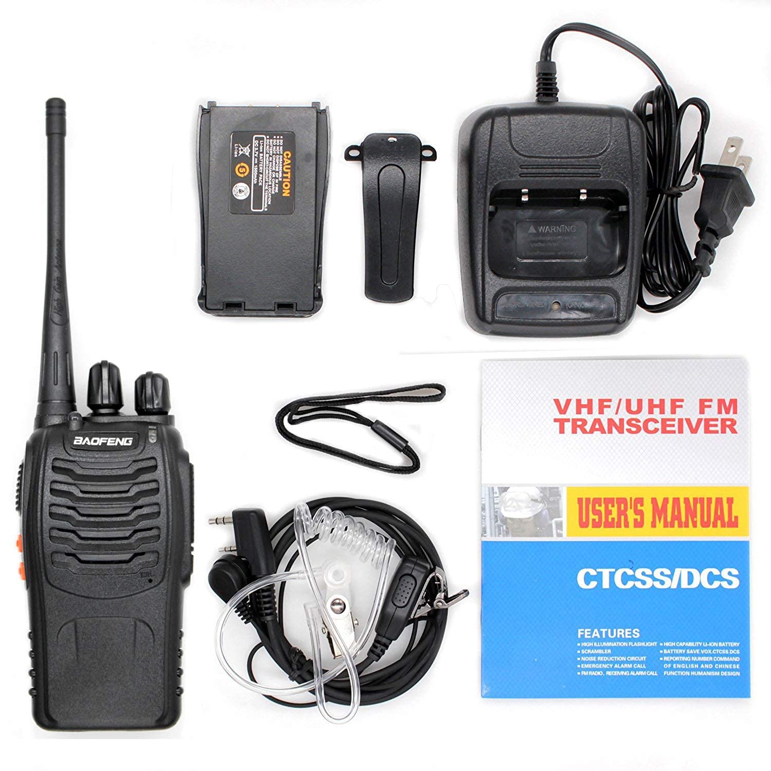 Baofeng Bf-888S Two Way Radio Long Range 16 Ch Baofeng Radio And Tenway Covert Air Acoustic Tube Earpiece (Pack Of 10)