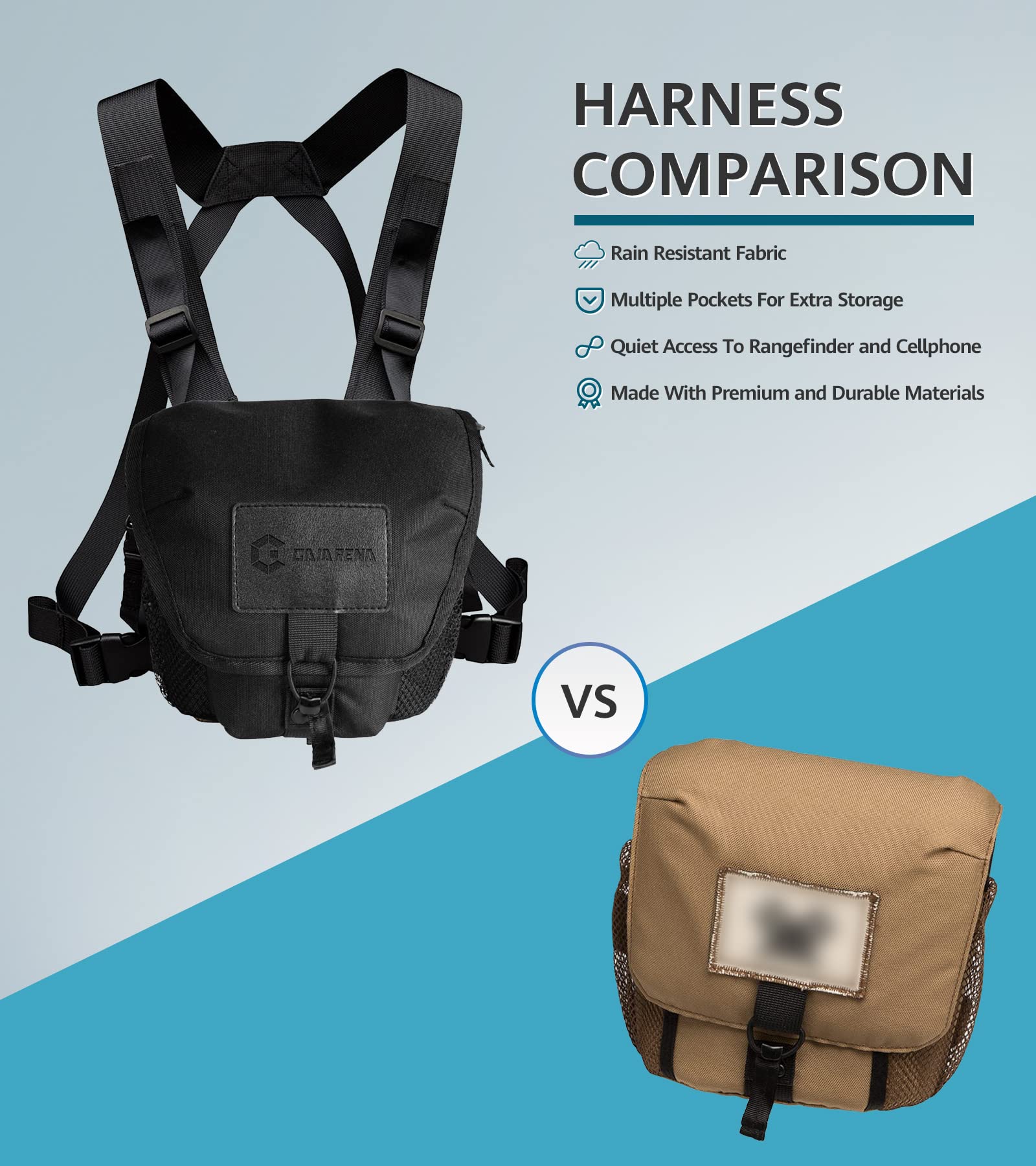 Gaiarena Binocular Harness Chest Pack, Waterproof Bino Harness With Rangefinder Pouch For 12X42 Binoculars Bino Chest Harness Ad