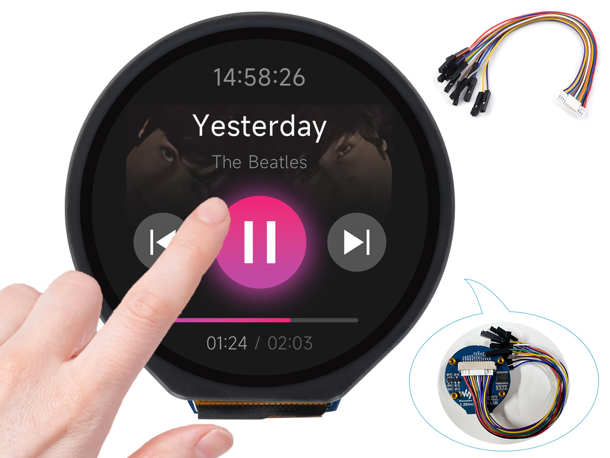 1.28Inch Touch Round Lcd Module With Touch Panel, 240  240 Ips Capacitive Display Screen, 65K Rgb Color, Spi & I2C Port, Gc9A01