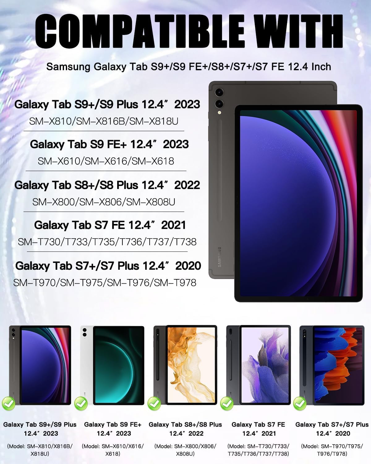 Uucovers Kids Case For Galaxy Tab S9 Plus/Tab S9 Fe Plus 2023/Tab S7 Fe 5G 2021/Tab S8 Plus 2022/Tab S7 Plus 2020 12.4 Inch With