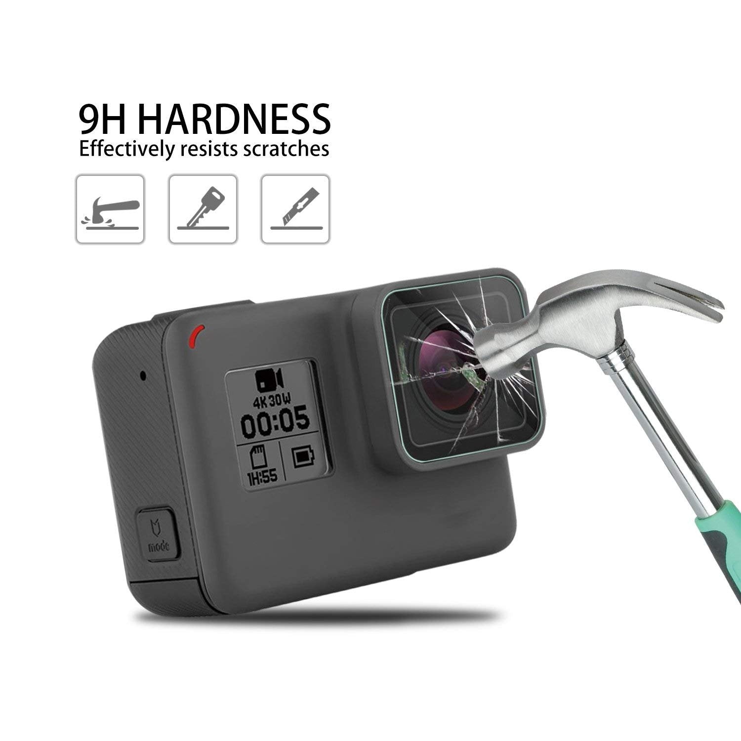 [6 Pcs] Fitstill Screen Protector For Go Pro Hero 8 Black, Ultra Clear Tempered Glass Screen Protector + Tempered Glass Lens Pro