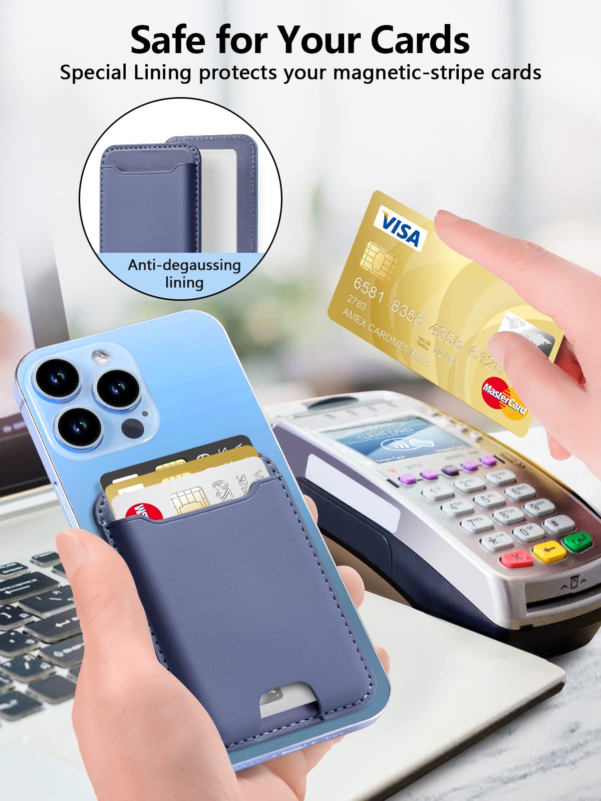 Topmade For Magsafe Wallet, Sparkle Magnetic Card Holder For Iphone 16, Iphone 15/14/13/12 Series, Leather Magnetic Phone Wallet