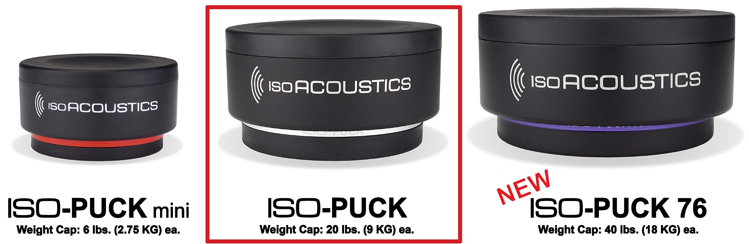 Isoacoustics Iso Puck Series Acoustic Isolators (Iso Puck, 20 Lbs Max/Unit, 4 Pack)