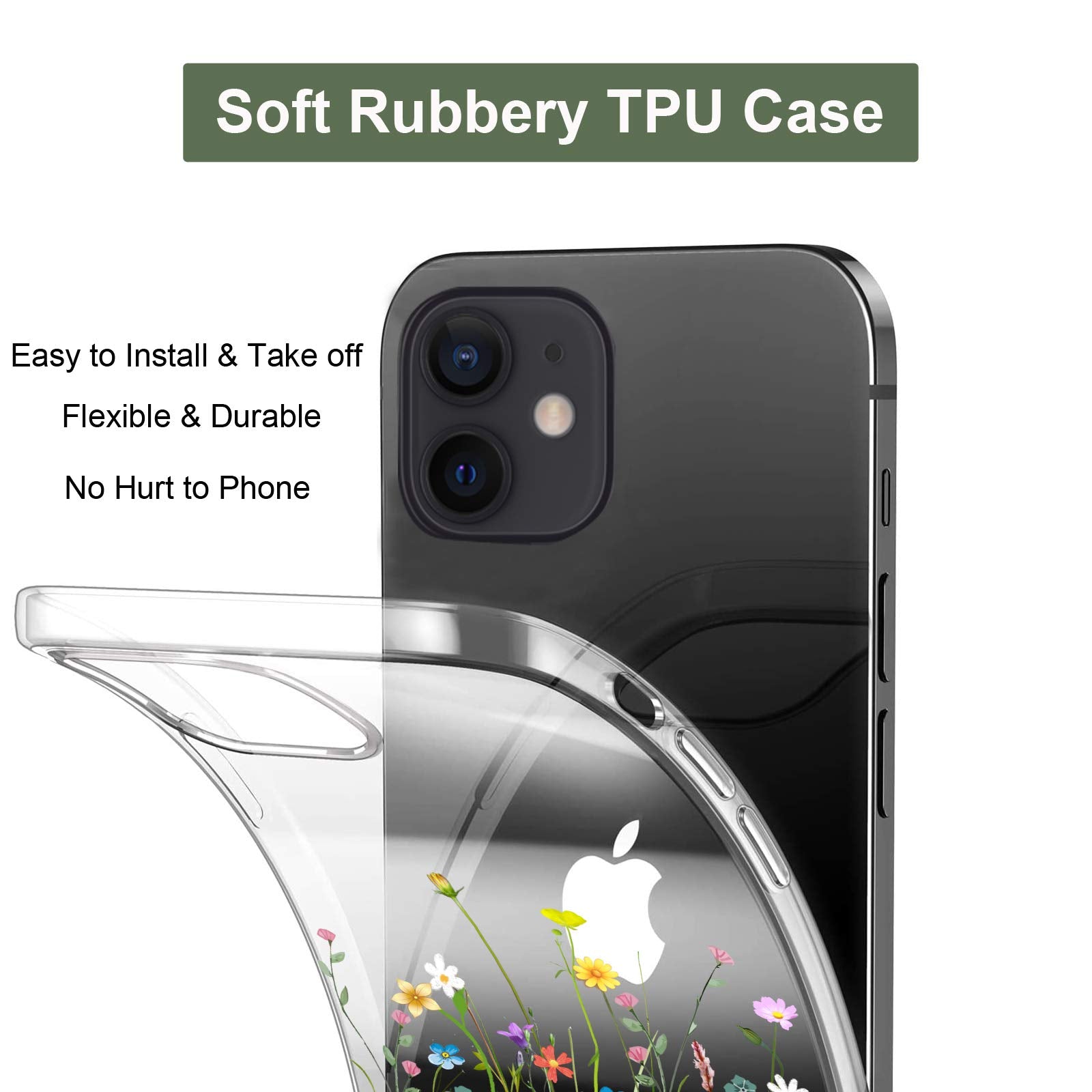 Unov Case Compatible With Iphone 12 Iphone 12 Pro Case Clear With Design Slim Protective Soft Tpu Bumper Embossed Pattern 6.1 In