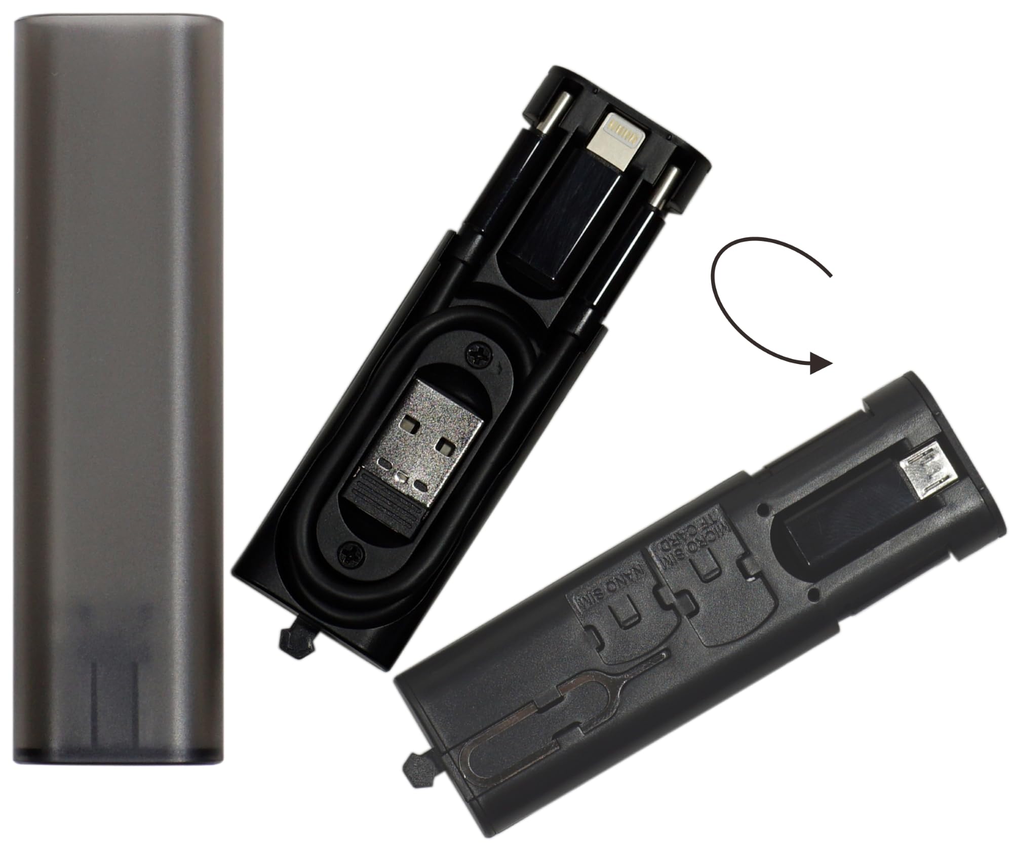 Yinow Usb Type C To C Charging And Data Transfer Cable With 3 Adapters Combination Set In Tube Case, Translucent Black